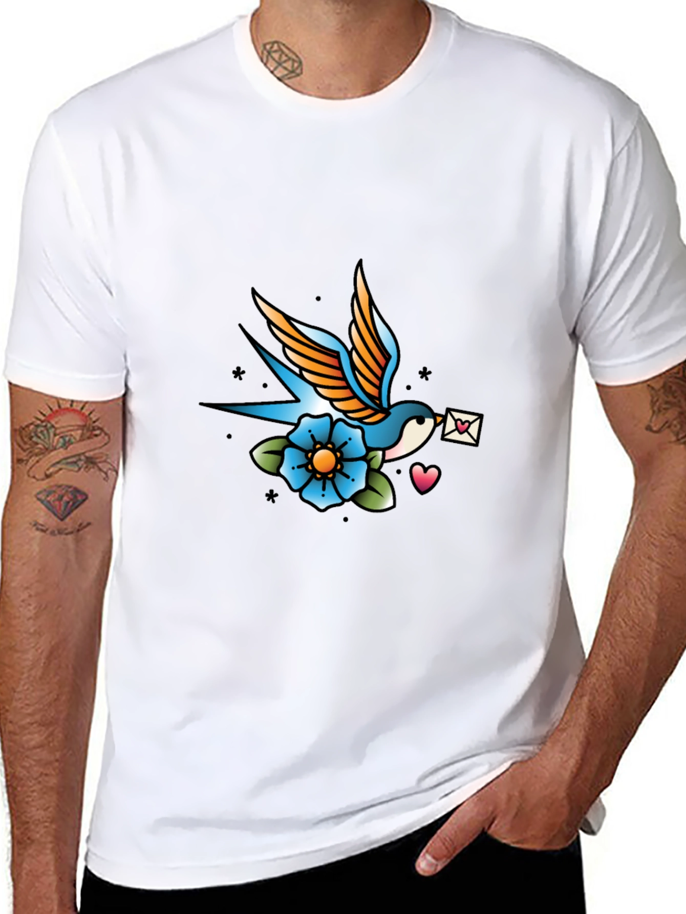 Retro Swallow Tattoo Graphic T-Shirt