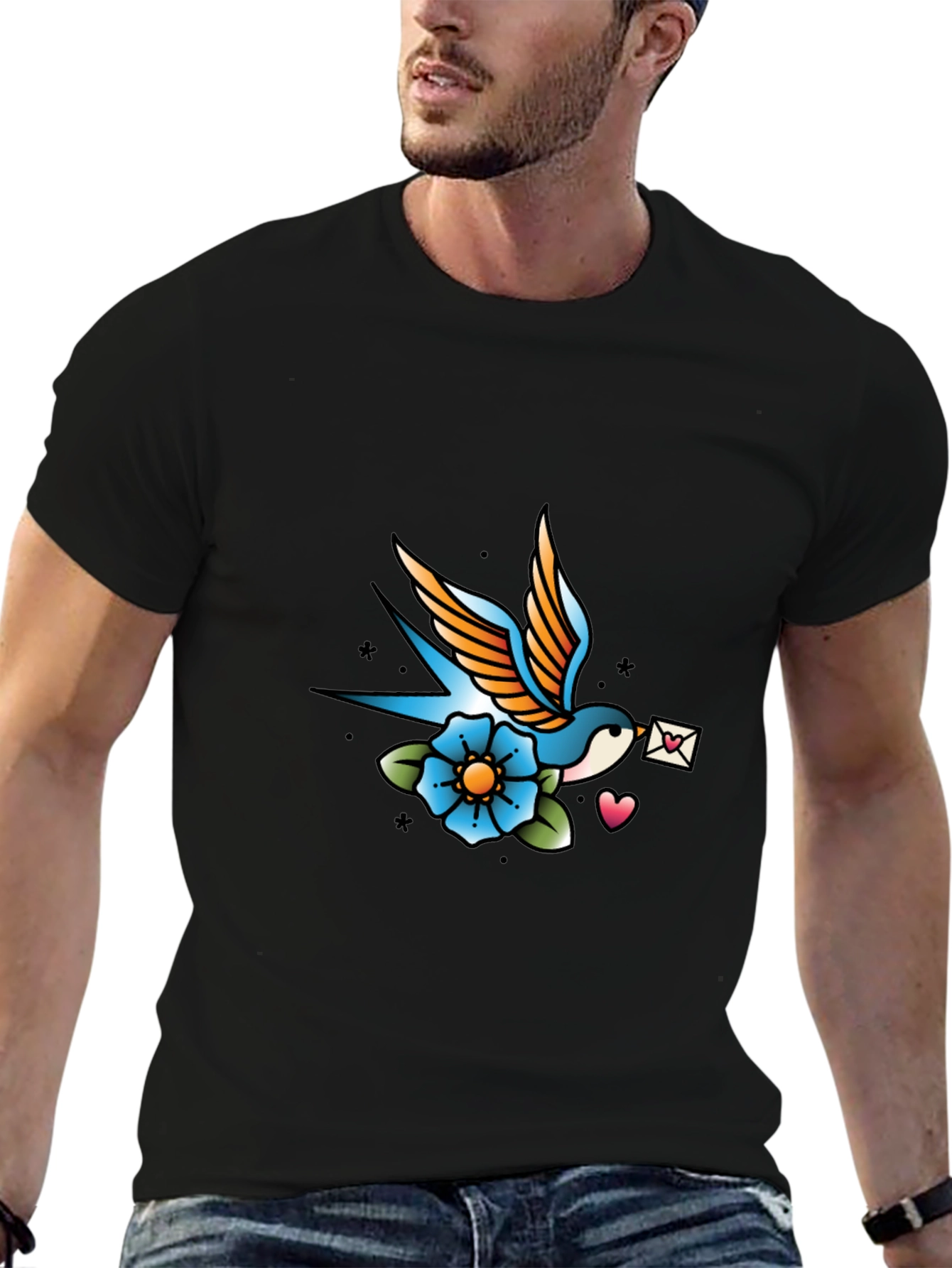 Retro Swallow Tattoo Graphic T-Shirt