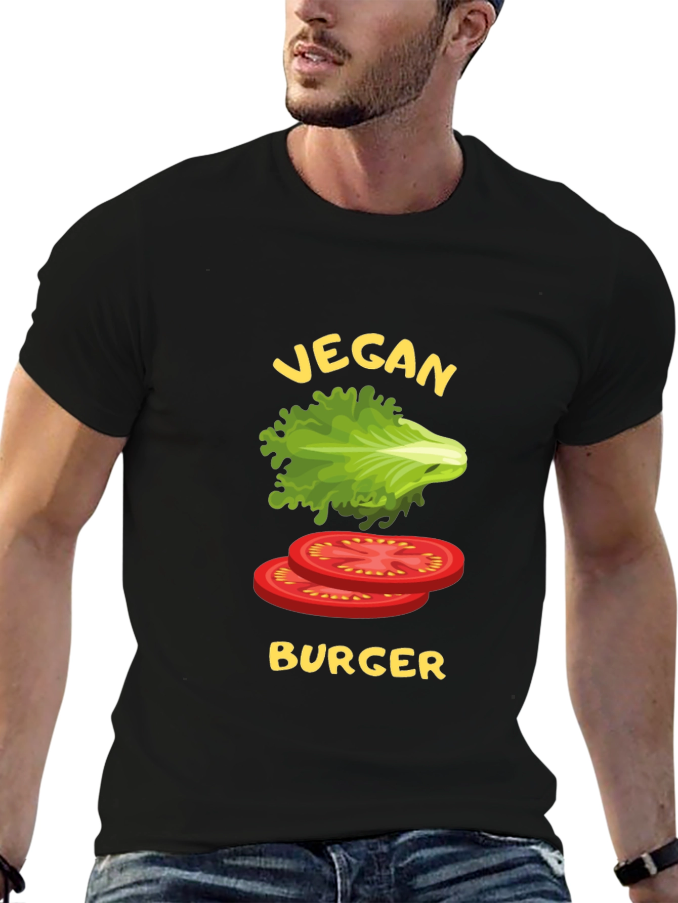 Vegan Burger Graphic T-Shirt - Black