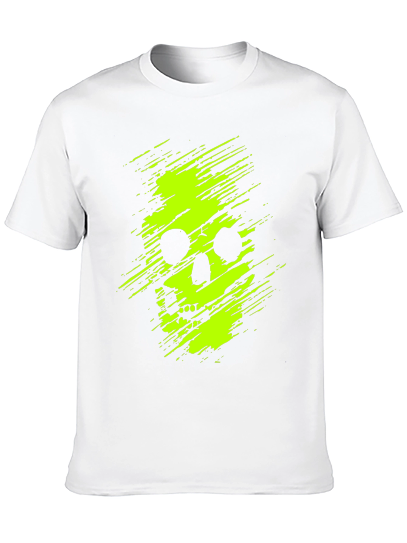 Neon Skull Graphic Print Black T-Shirt