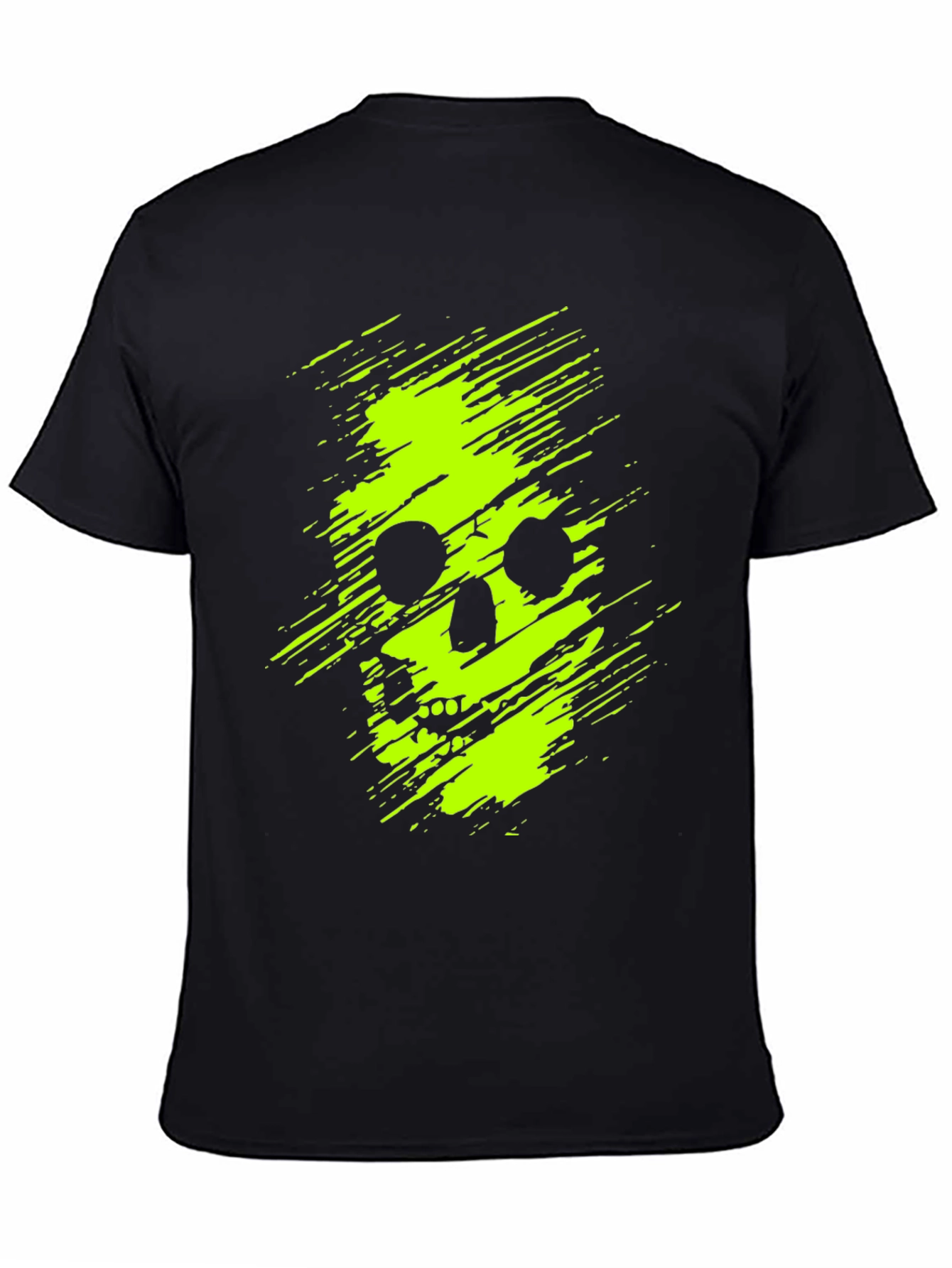 Neon Skull Graphic Print Black T-Shirt