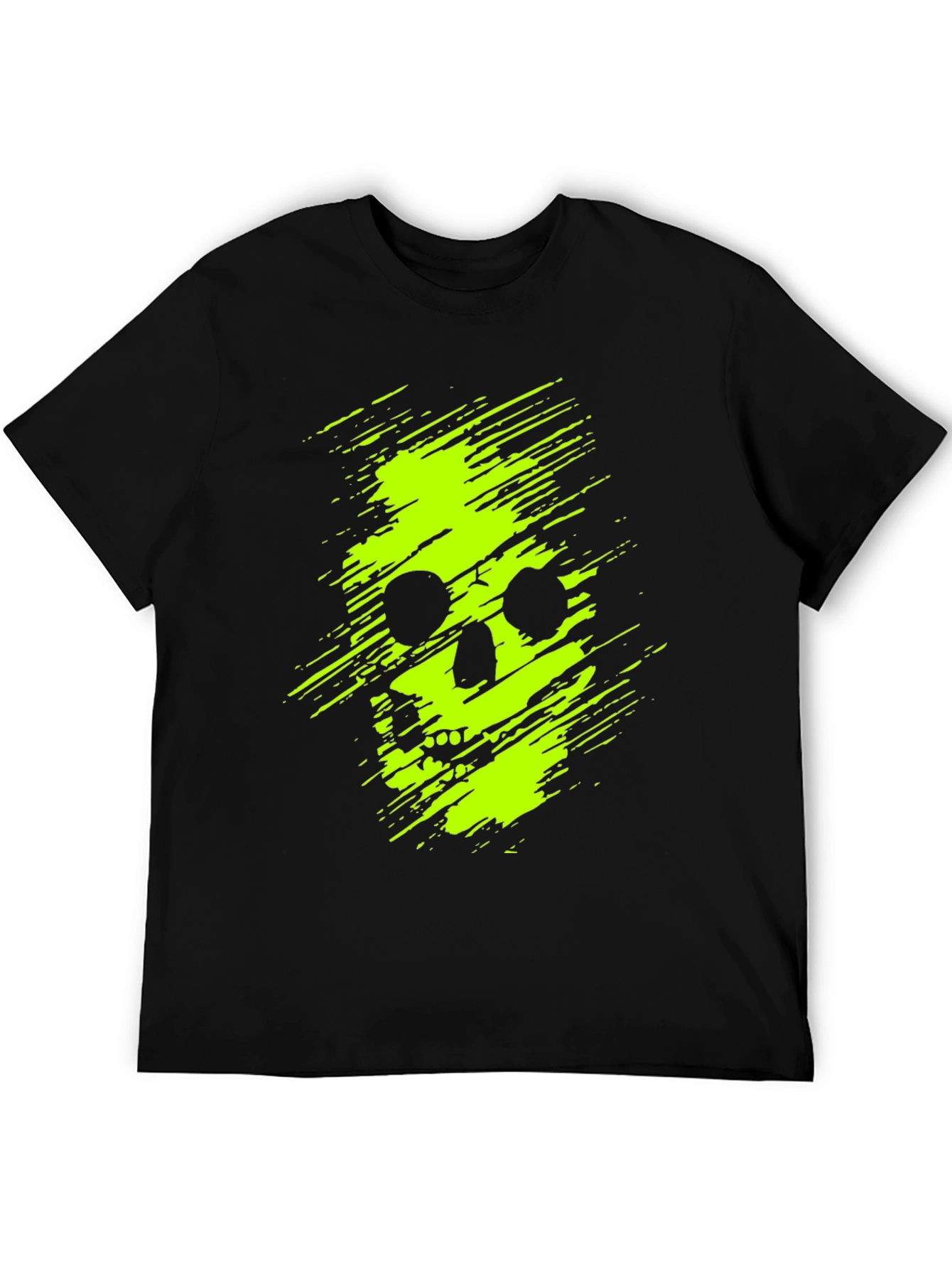 Neon Skull Graphic Print Black T-Shirt