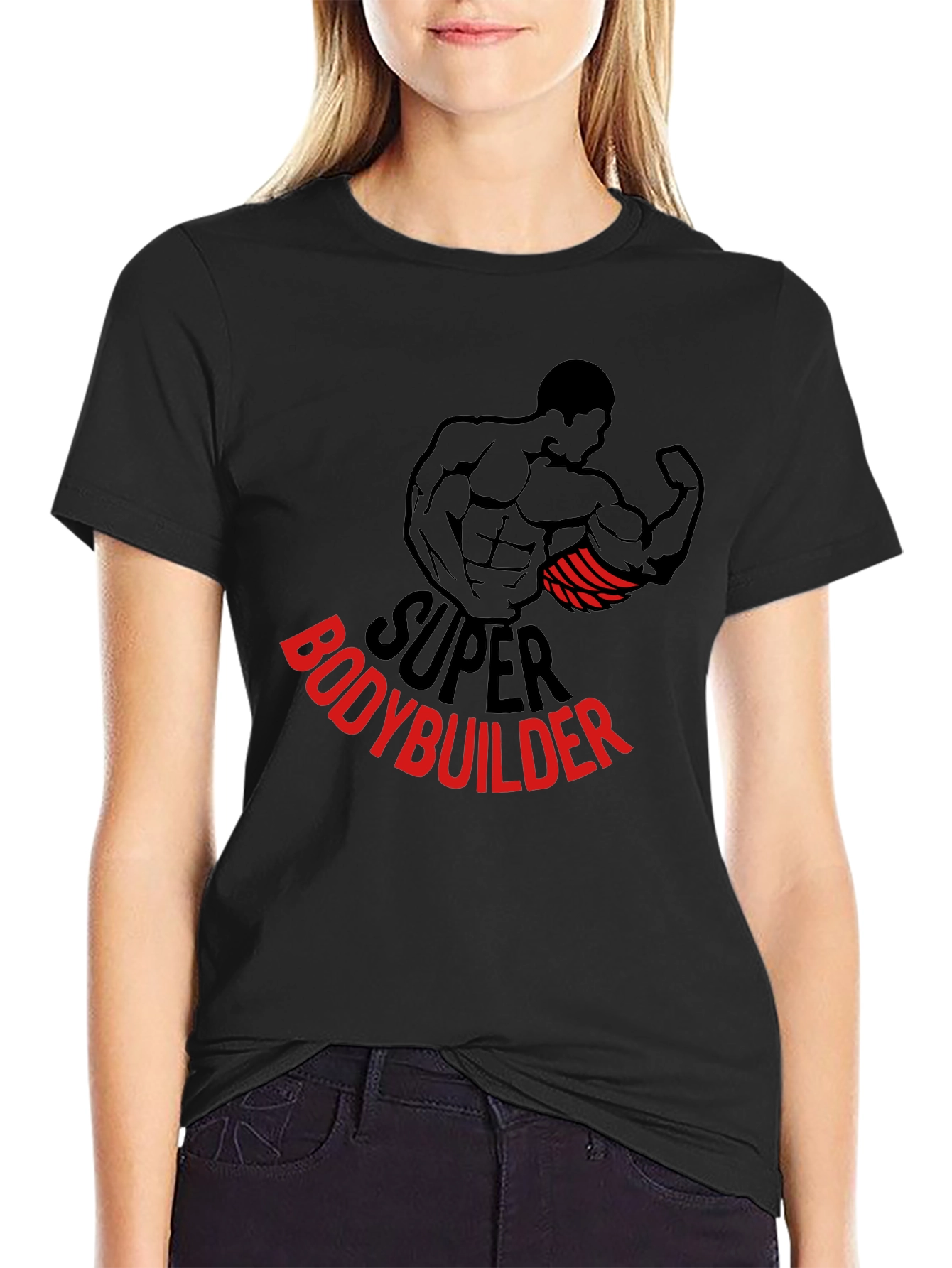 Super Bodybuilder Graphic Tee - Black Cotton T-Shirt