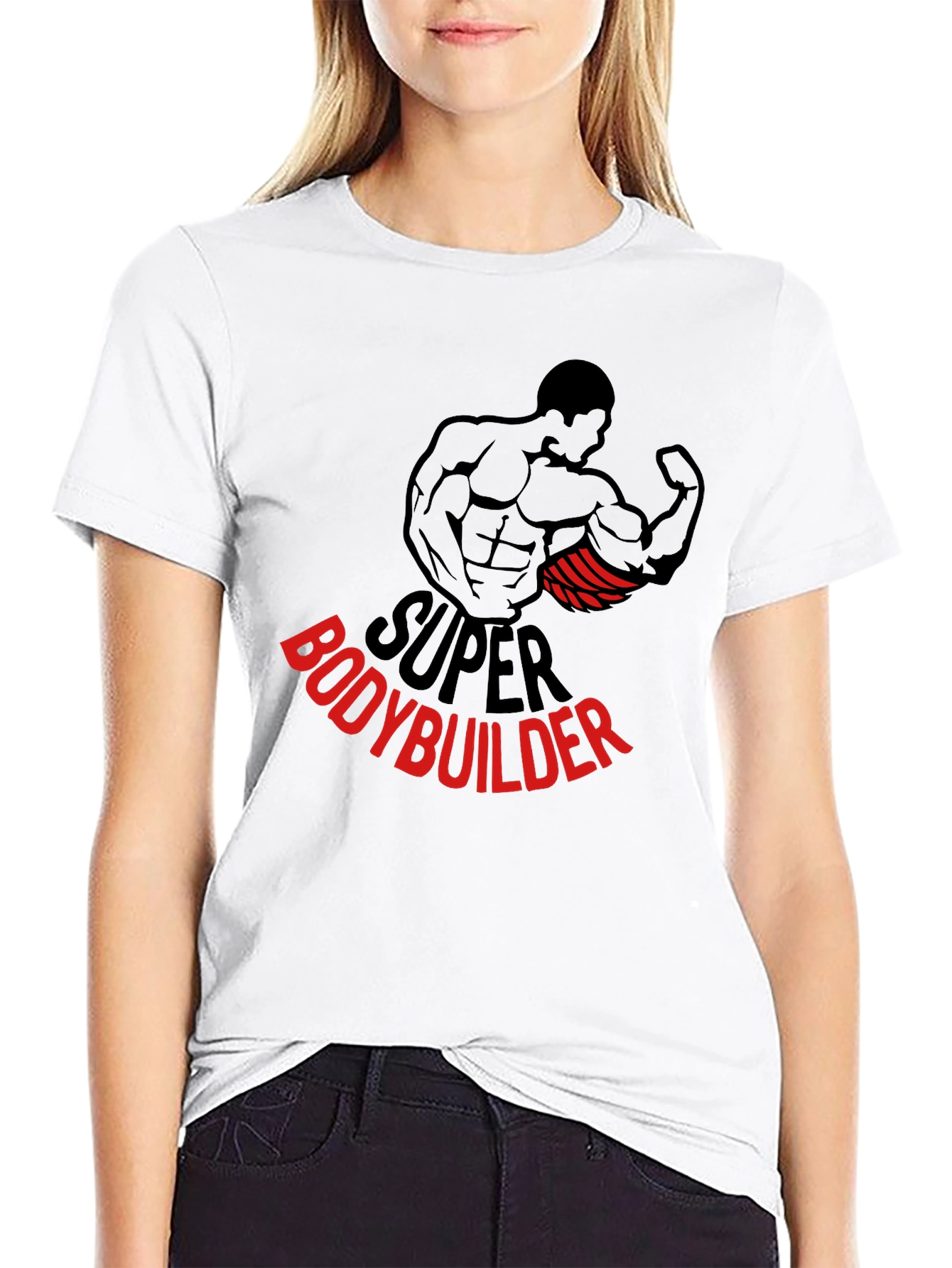 Super Bodybuilder Graphic Tee - Black Cotton T-Shirt