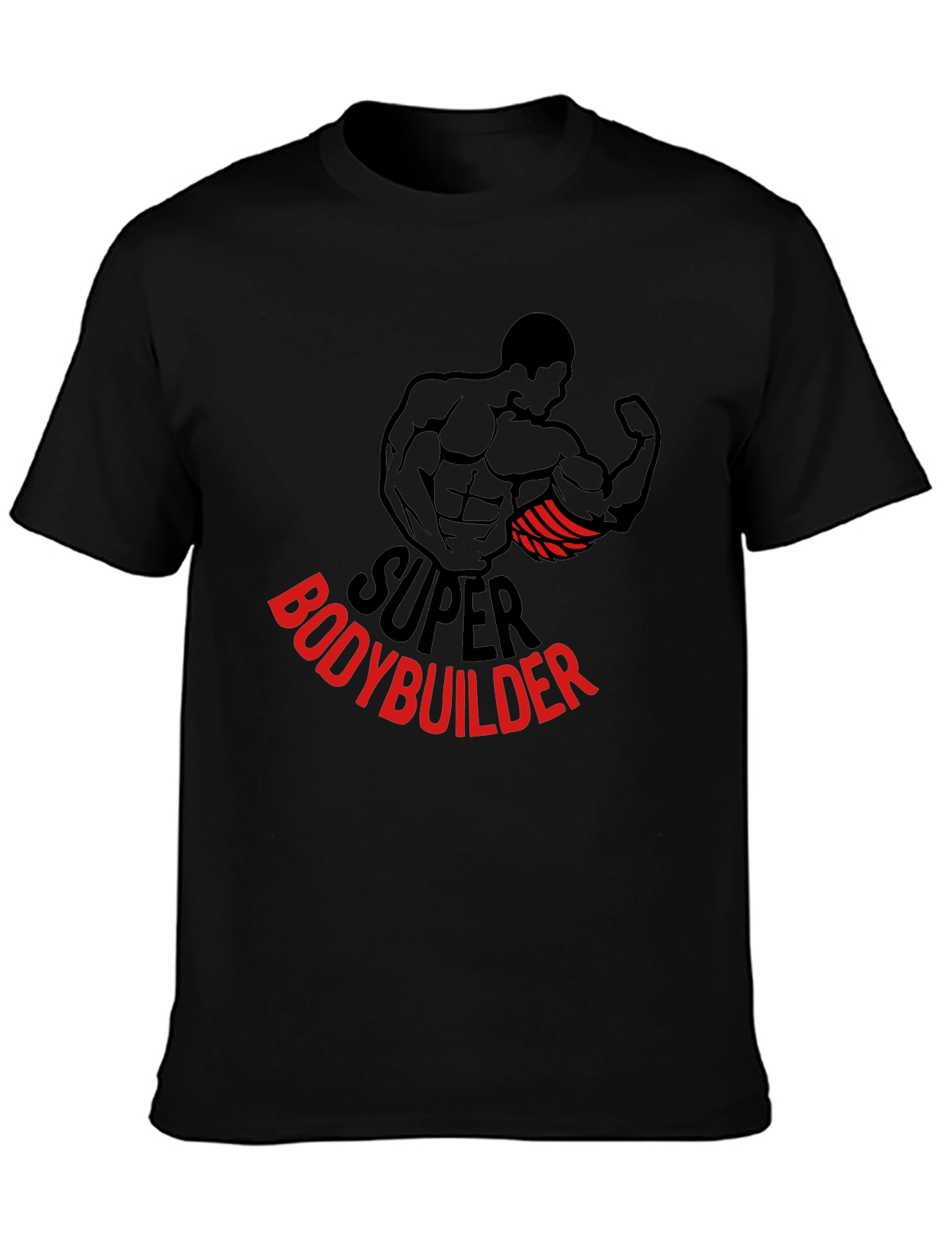 Super Bodybuilder Graphic Tee - Black Cotton T-Shirt