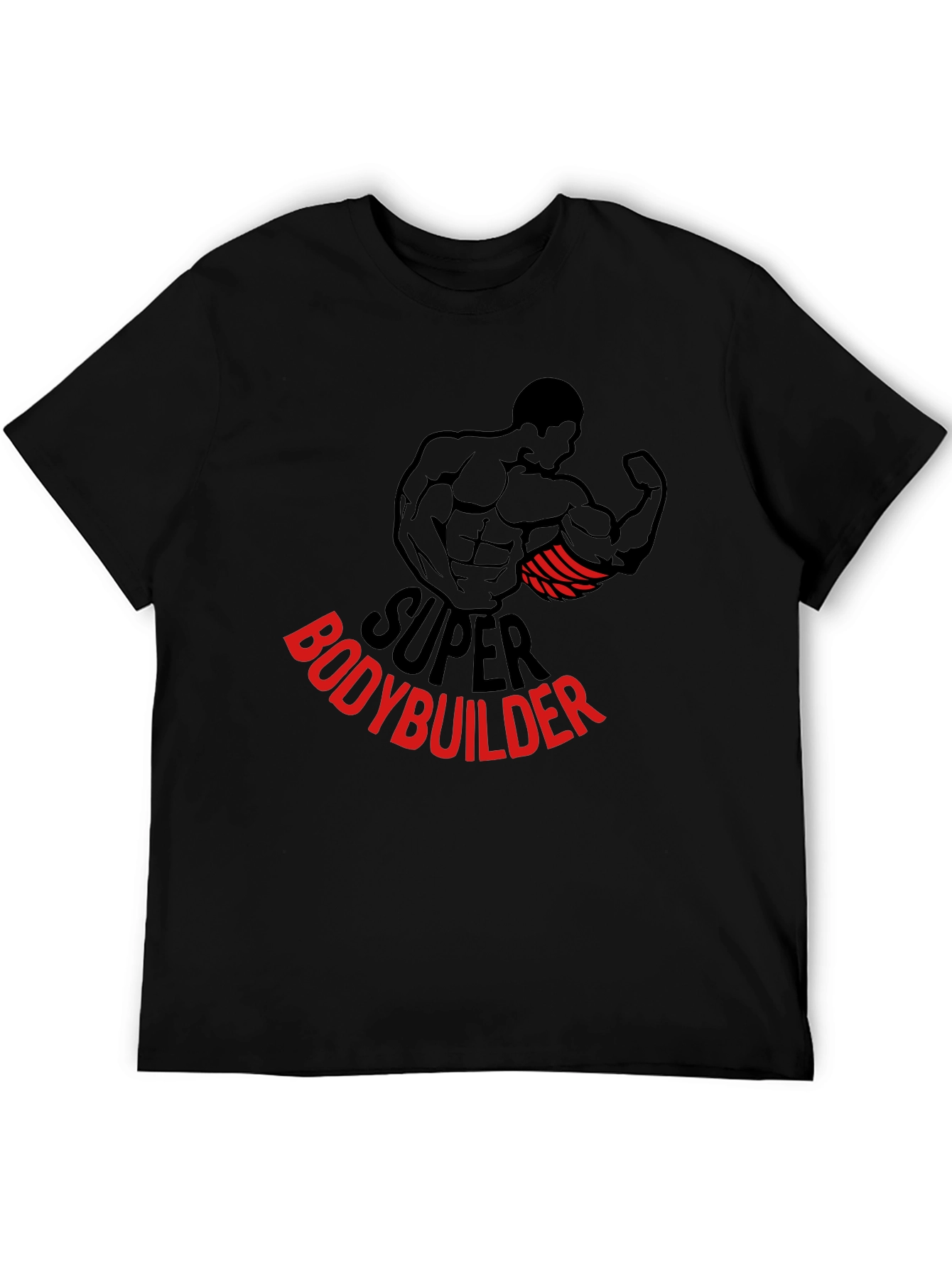 Super Bodybuilder Graphic Tee - Black Cotton T-Shirt