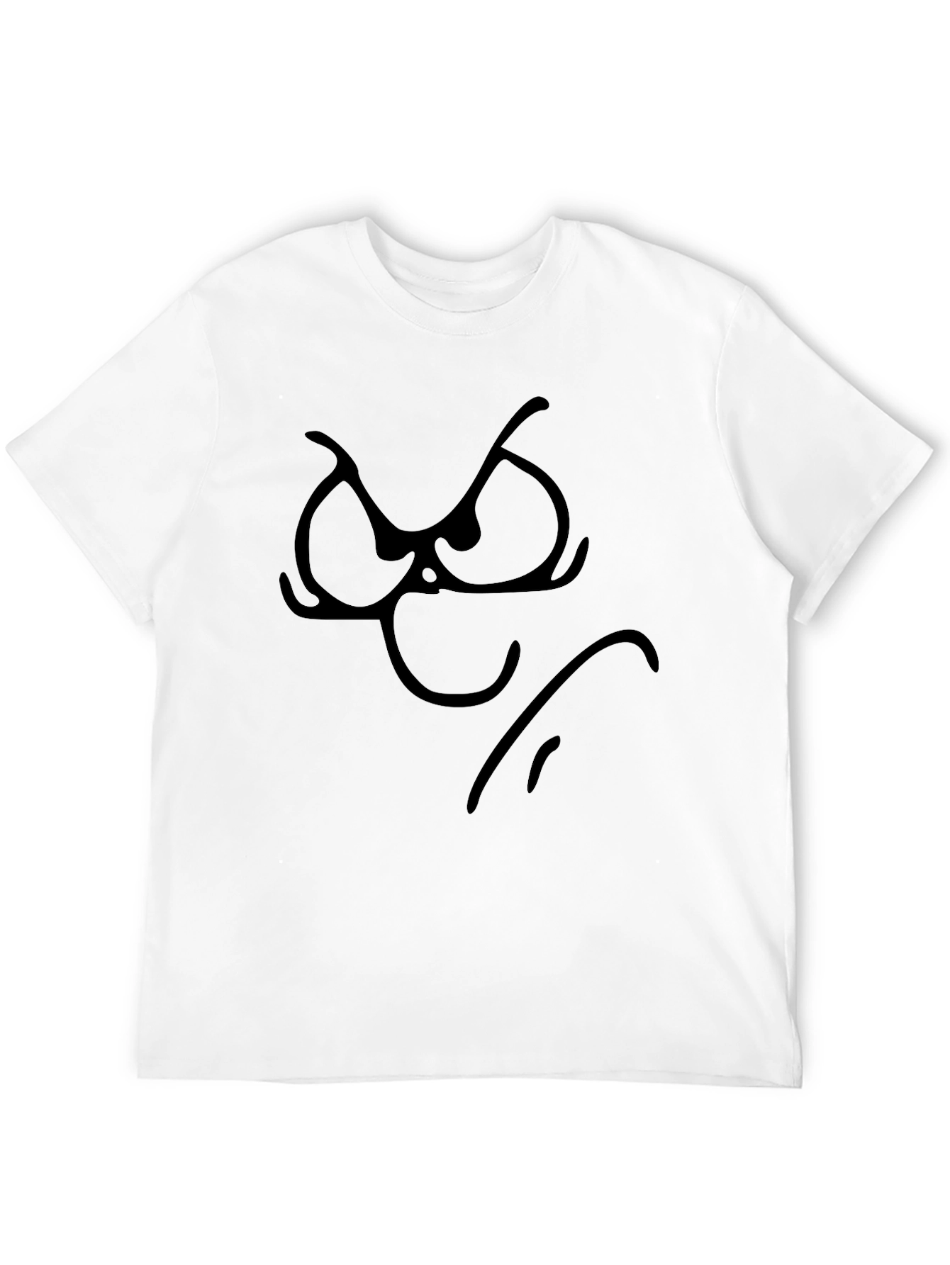 Grumpy Cartoon Face Black T-Shirt