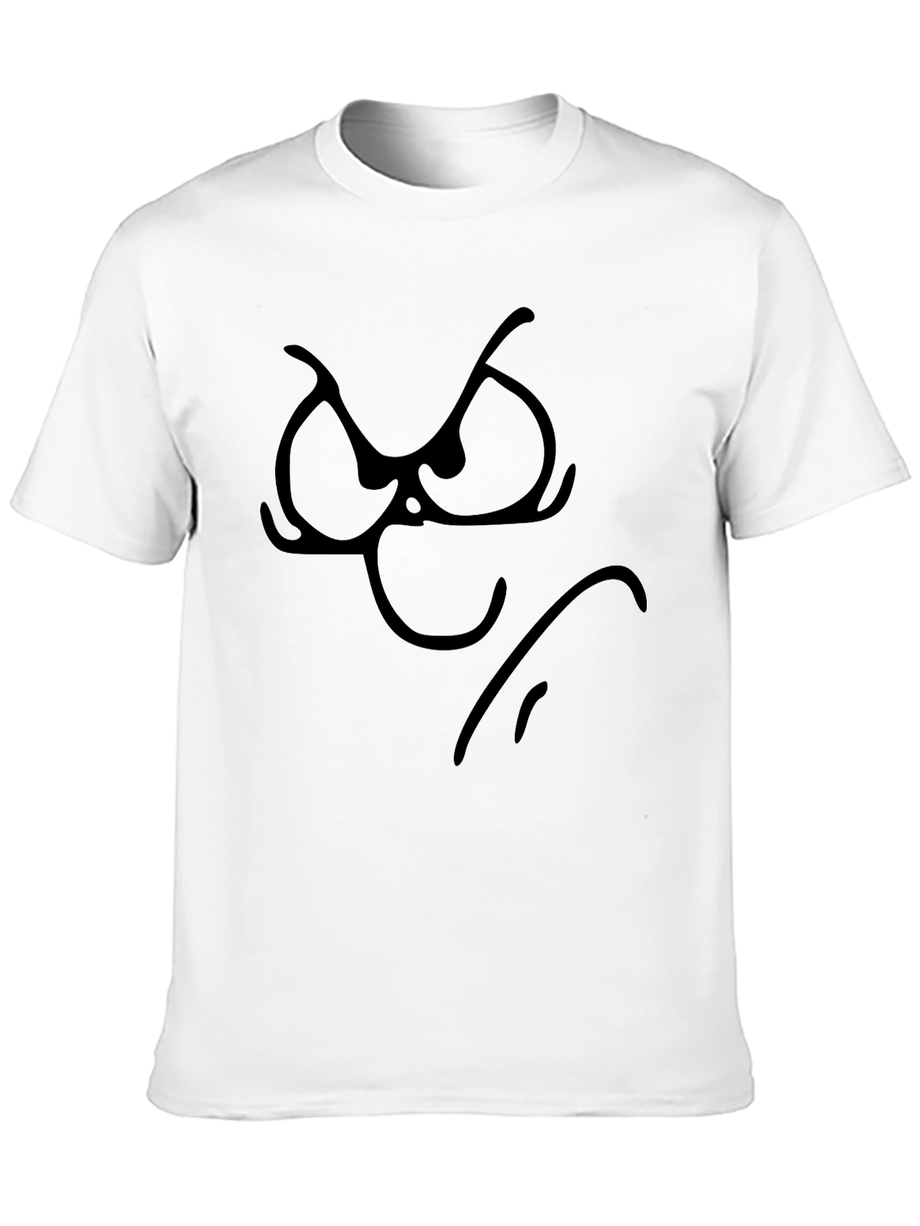 Grumpy Cartoon Face Black T-Shirt