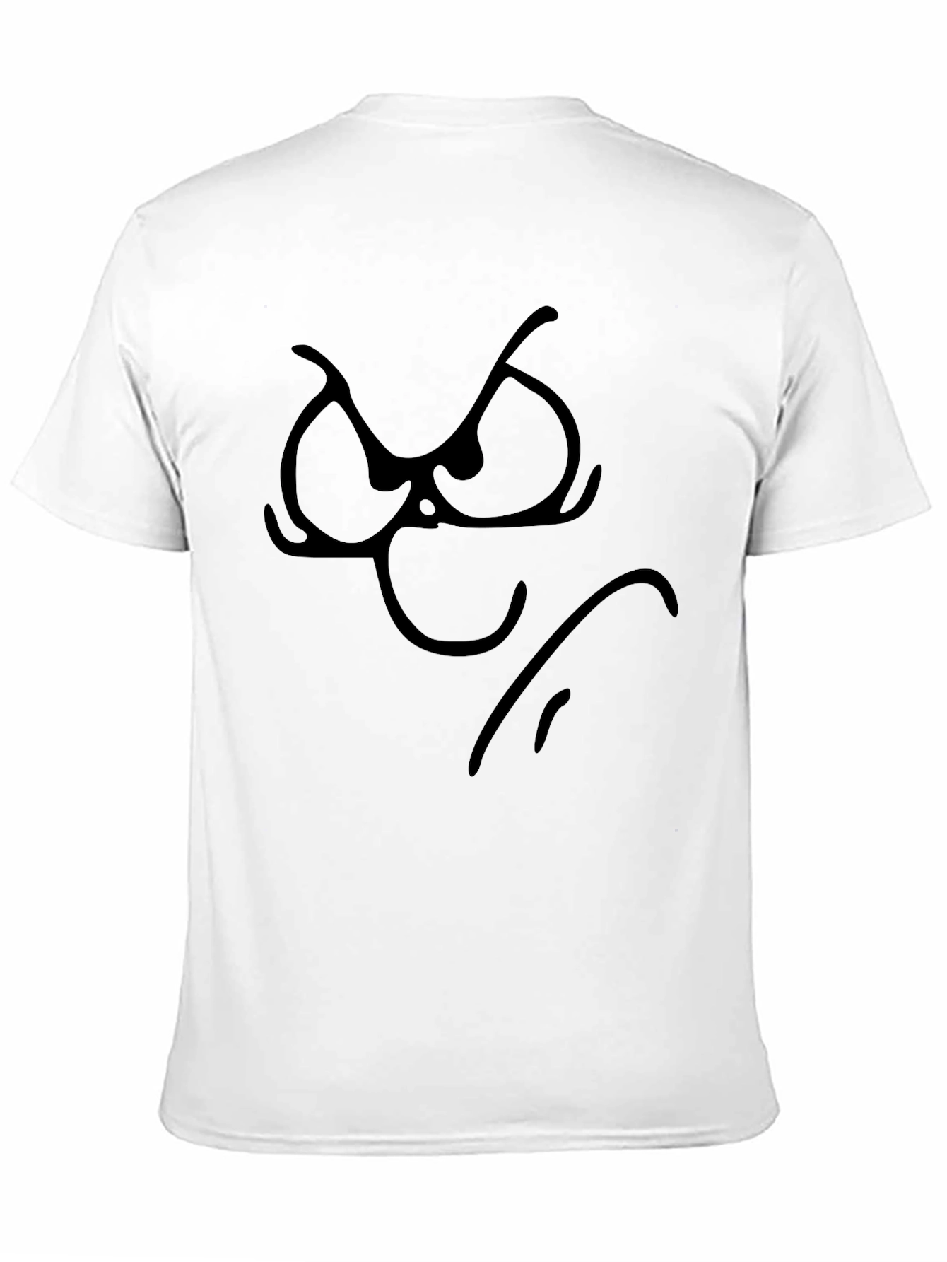 Grumpy Cartoon Face Black T-Shirt