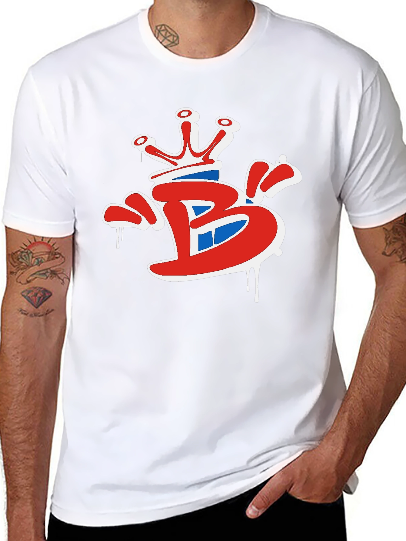 Crown B Graphic Tee - Stylish Black Cotton T-Shirt