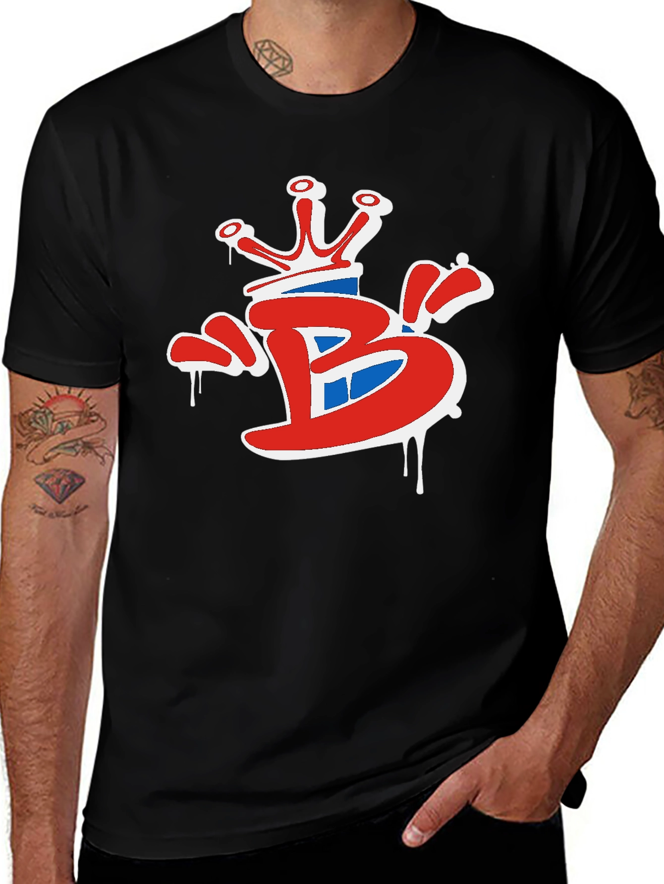 Crown B Graphic Tee - Stylish Black Cotton T-Shirt