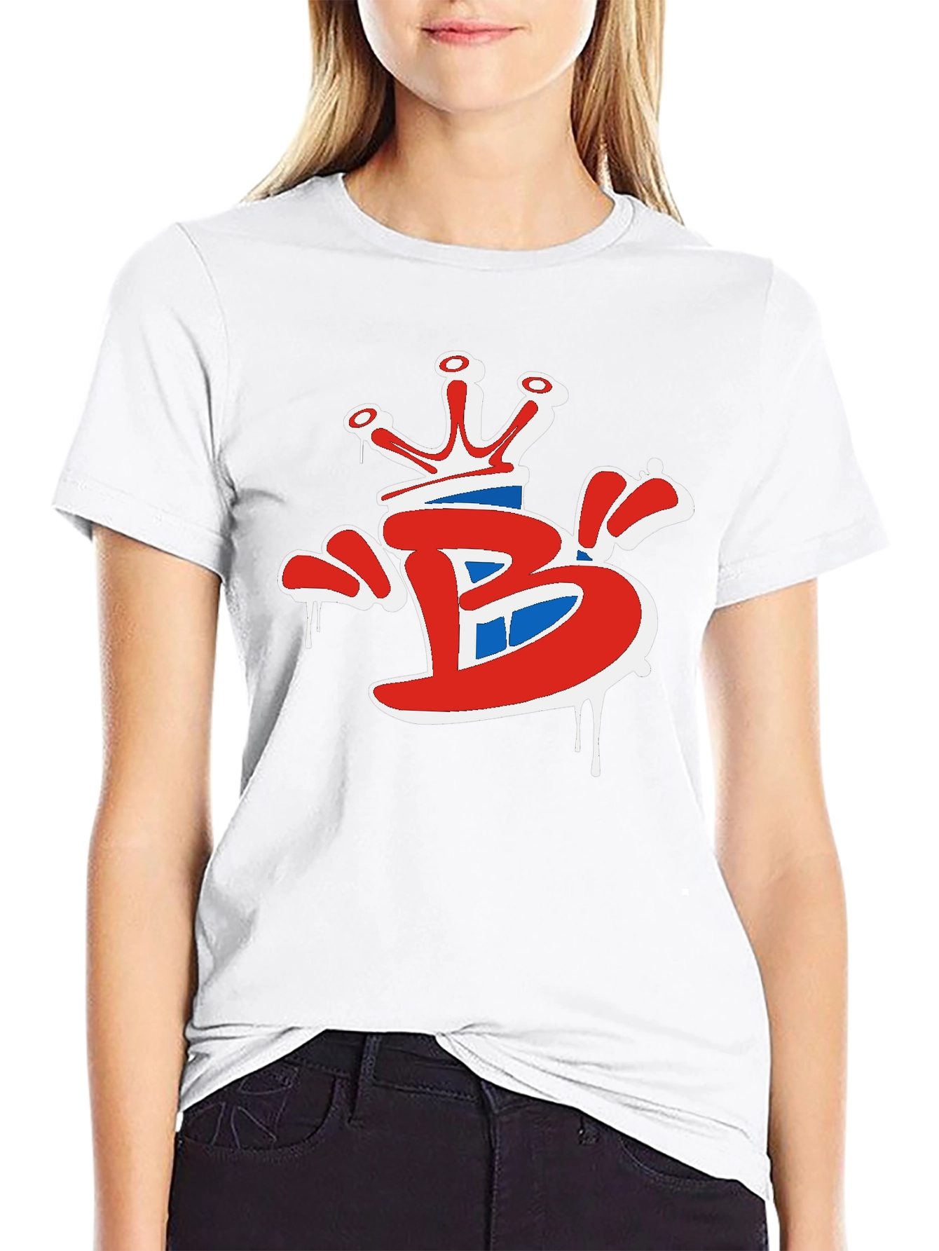 Crown B Graphic Tee - Stylish Black Cotton T-Shirt