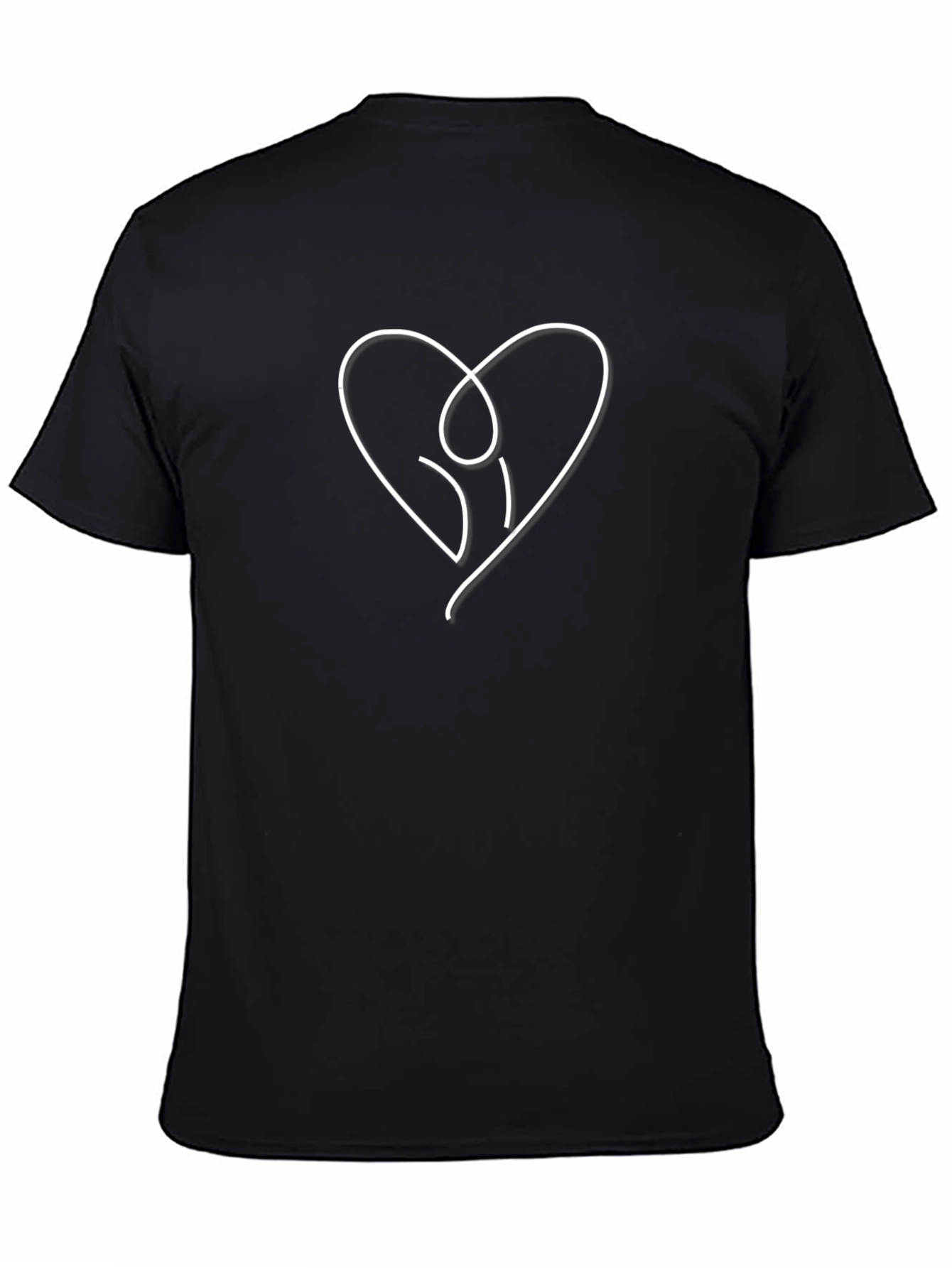 Minimalist Heart Hug Graphic Tee - Black