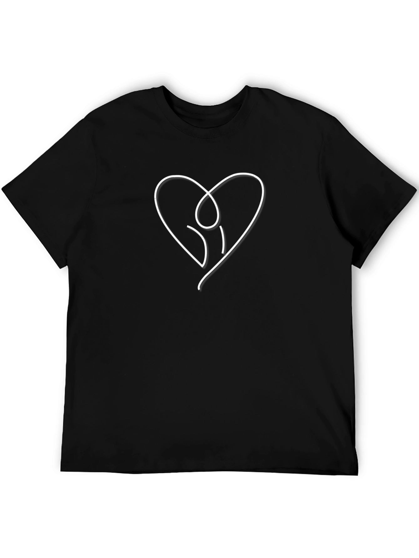 Minimalist Heart Hug Graphic Tee - Black