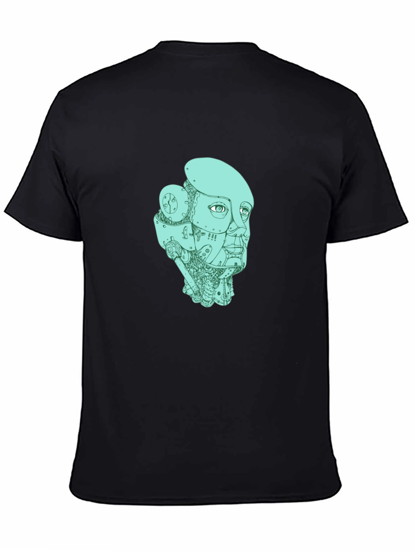 Robot Head Graphic T-Shirt - Black