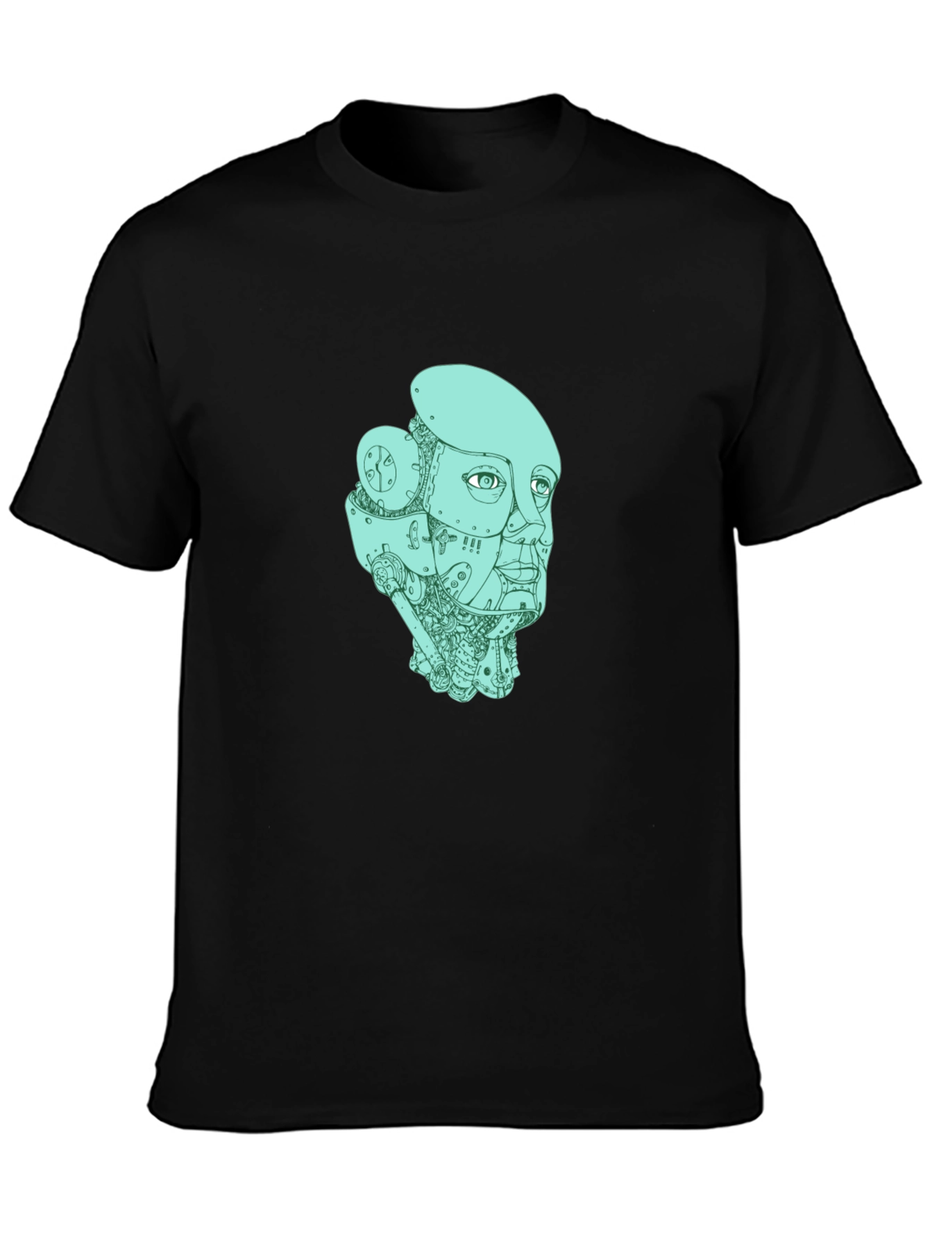 Robot Head Graphic T-Shirt - Black