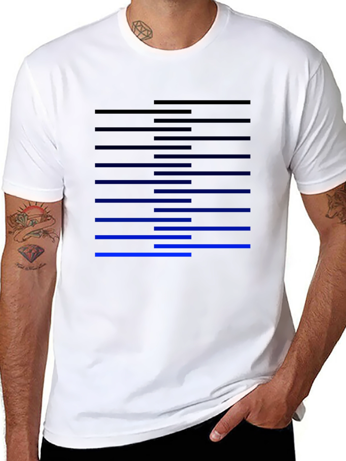 Modern Stripe Design Black T-Shirt