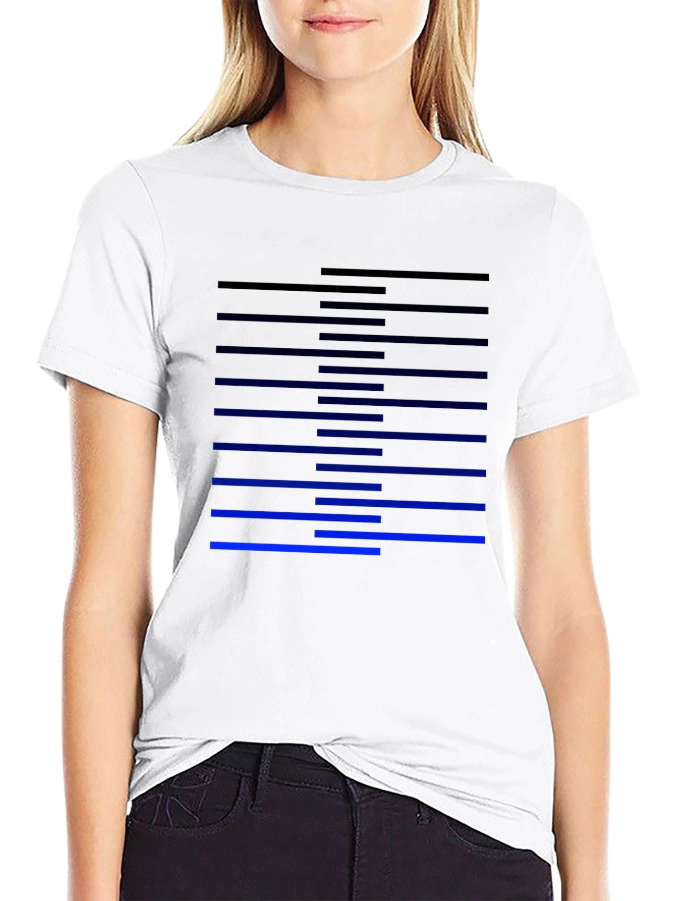 Modern Stripe Design Black T-Shirt