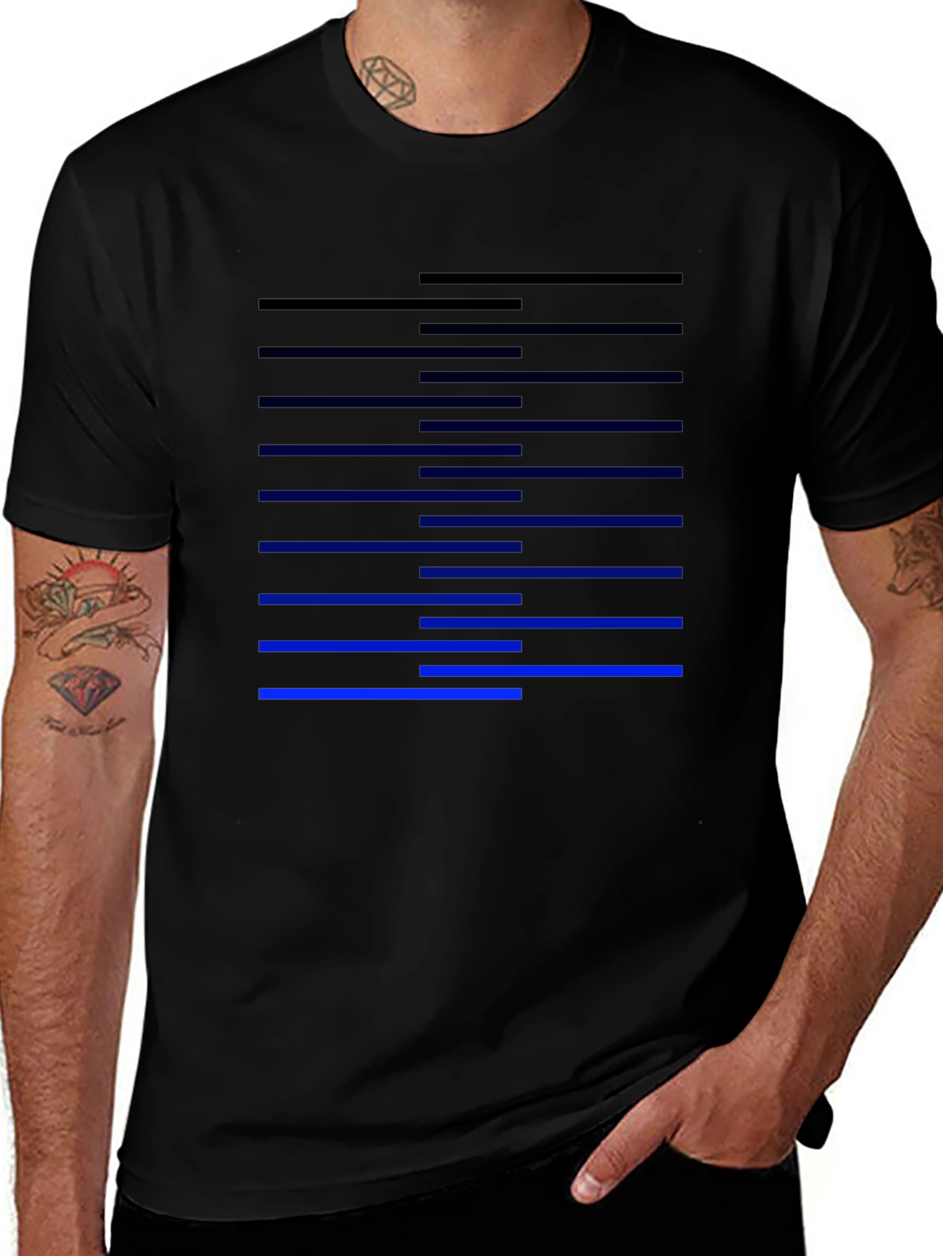 Modern Stripe Design Black T-Shirt