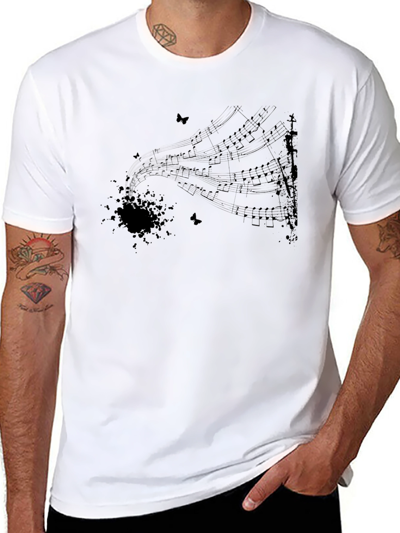 Music Notes T-Shirt - Black Graphic Tee
