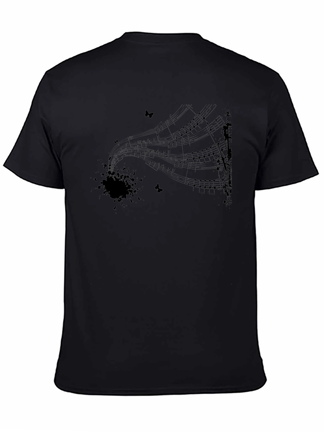Music Notes T-Shirt - Black Graphic Tee