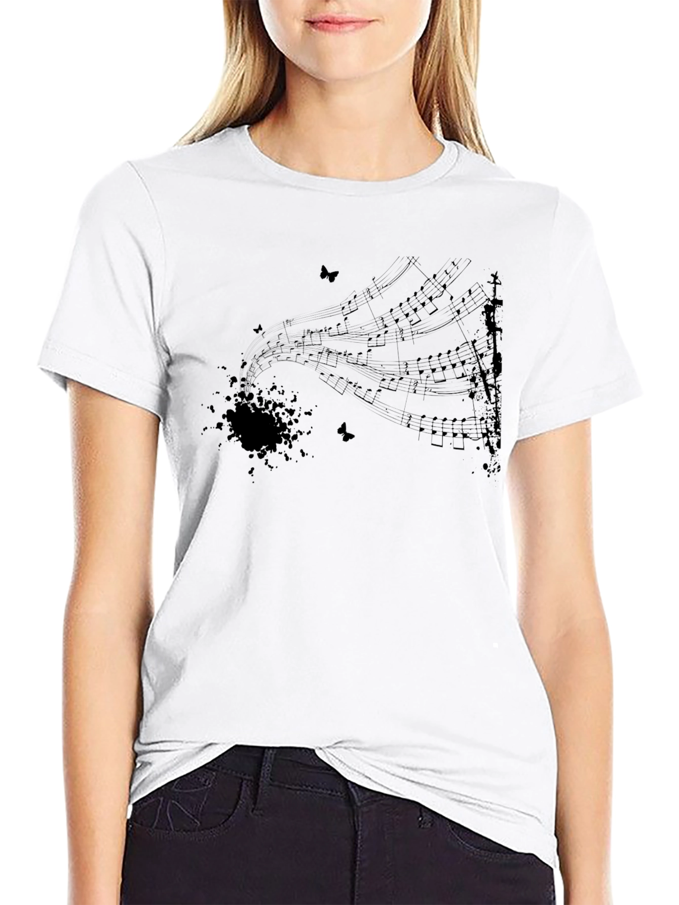 Music Notes T-Shirt - Black Graphic Tee
