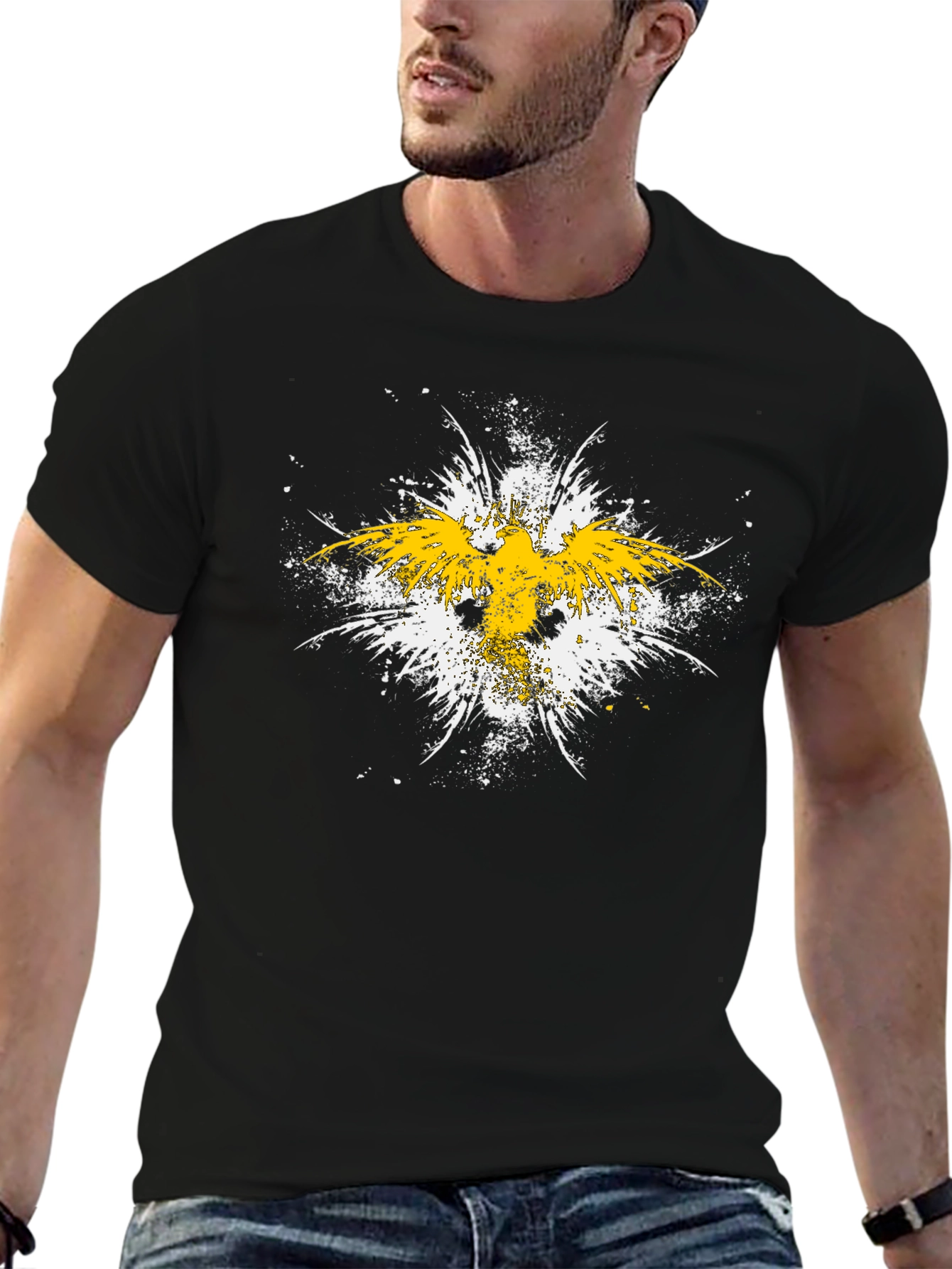 Abstract Eagle Graphic Black T-Shirt
