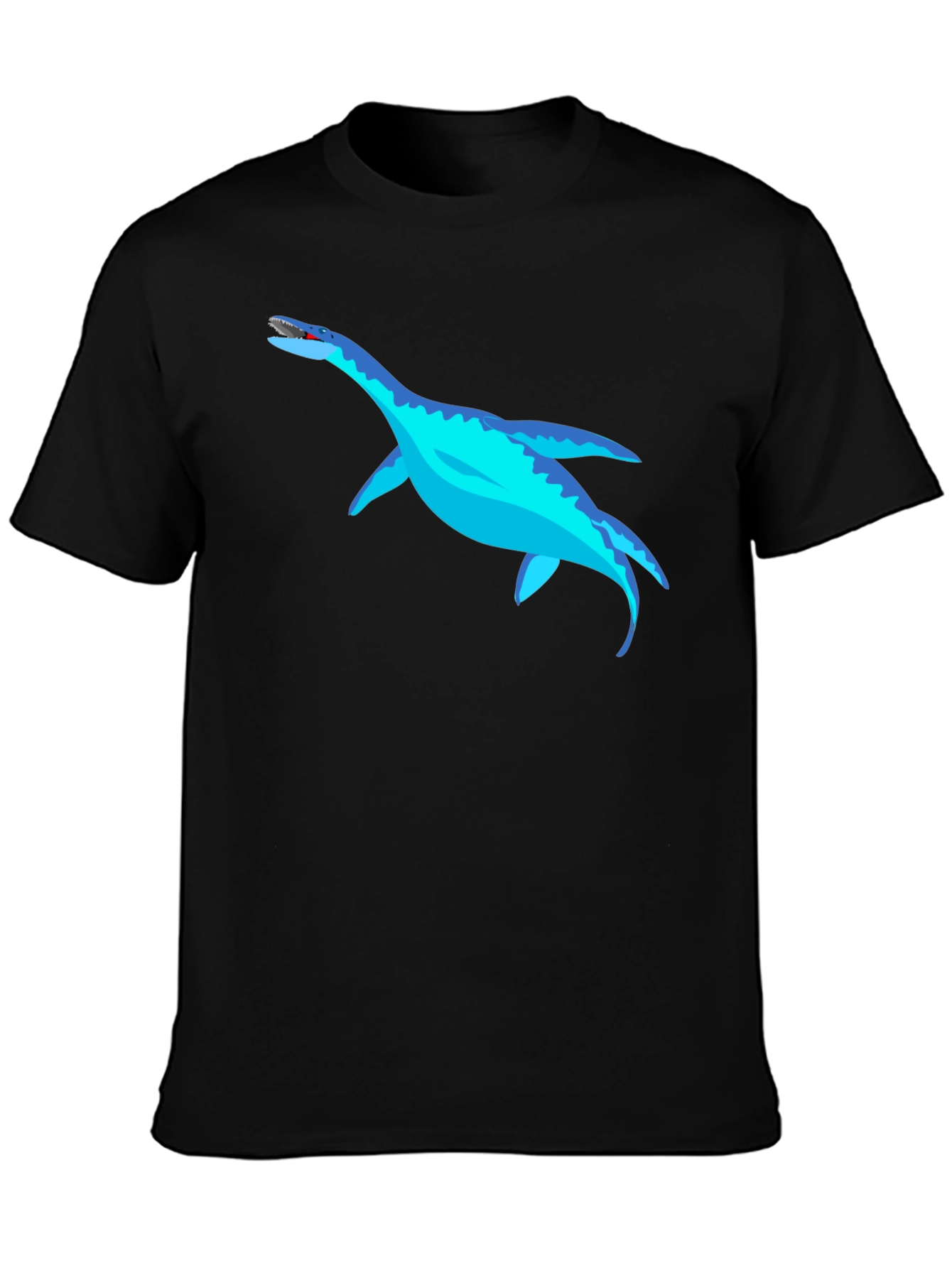 Cool Plesiosaur Graphic Tee - Black Cotton T-Shirt