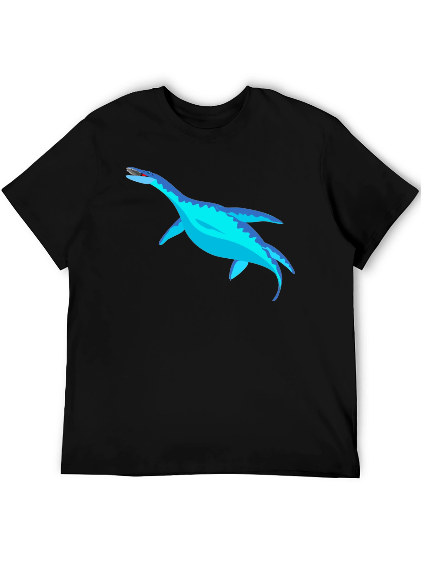 Cool Plesiosaur Graphic Tee - Black Cotton T-Shirt