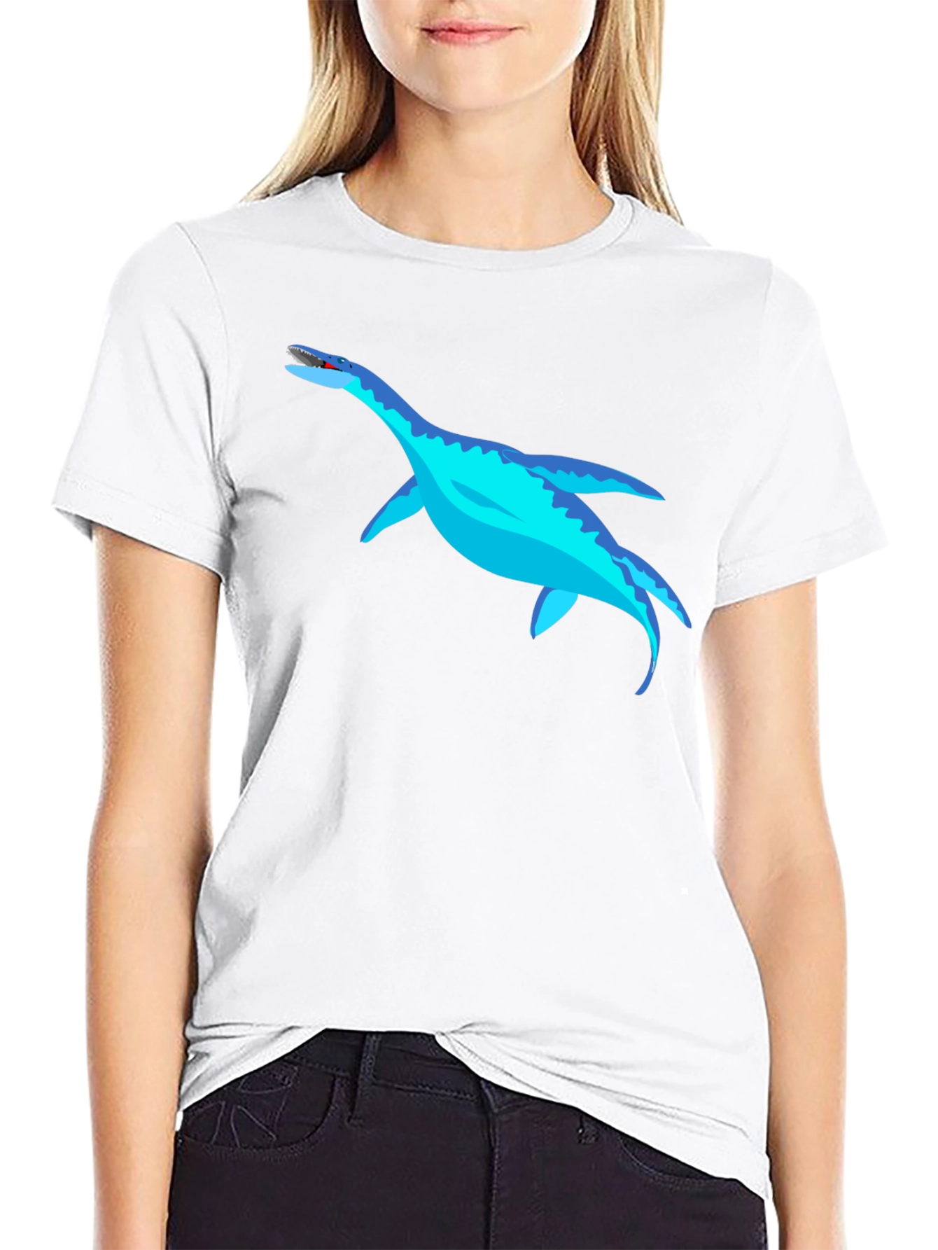 Cool Plesiosaur Graphic Tee - Black Cotton T-Shirt