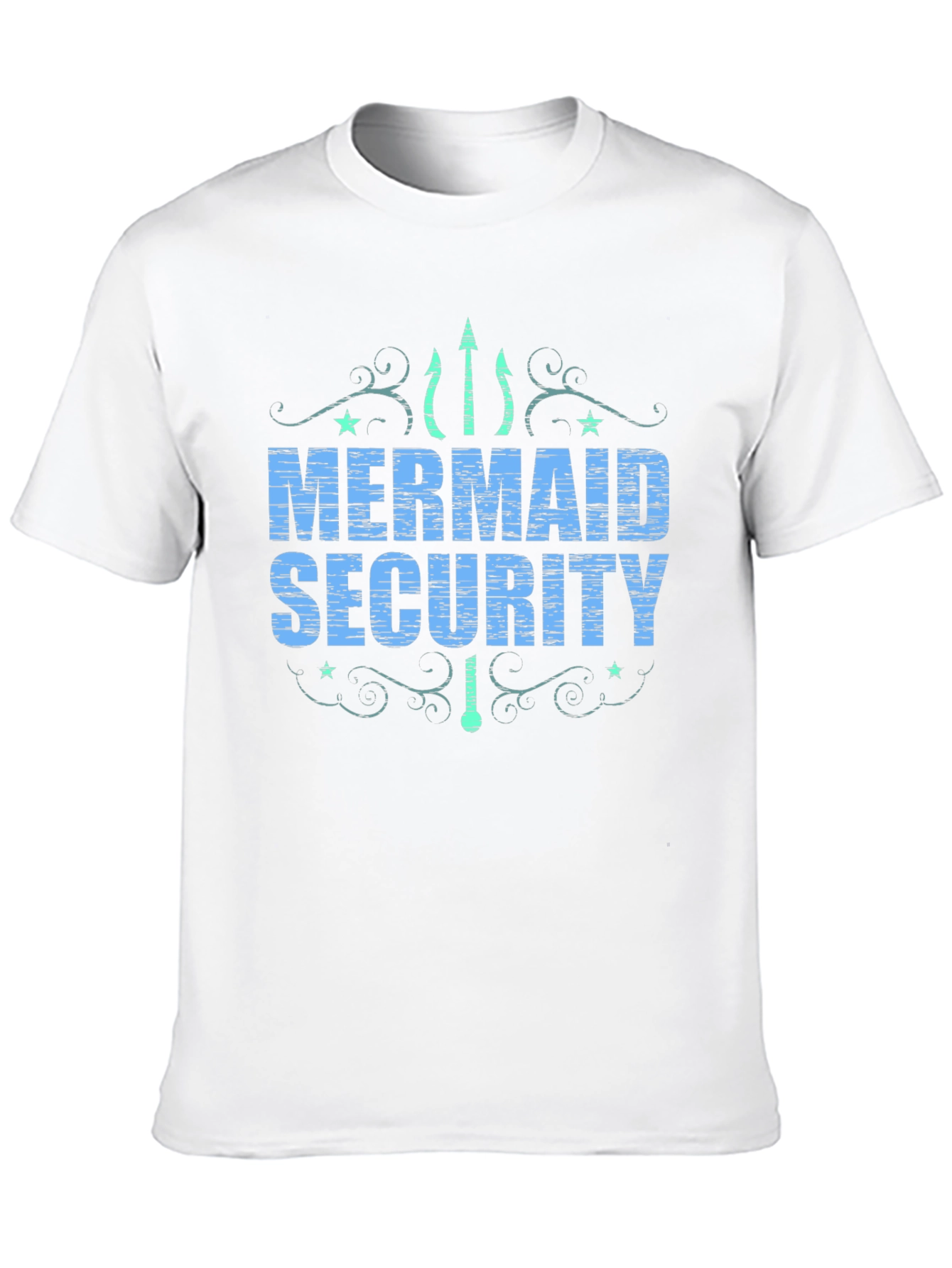 Mermaid Security Graphic T-Shirt - Black Crew Neck Tee