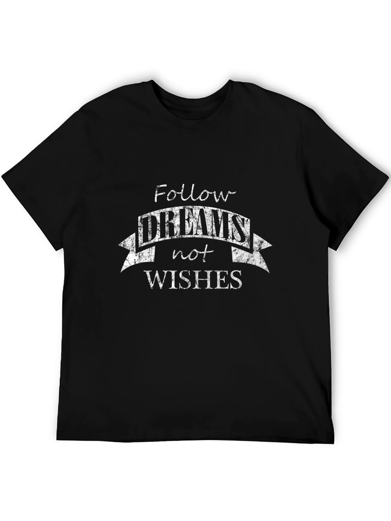 Follow Dreams Black Cotton Graphic Tee