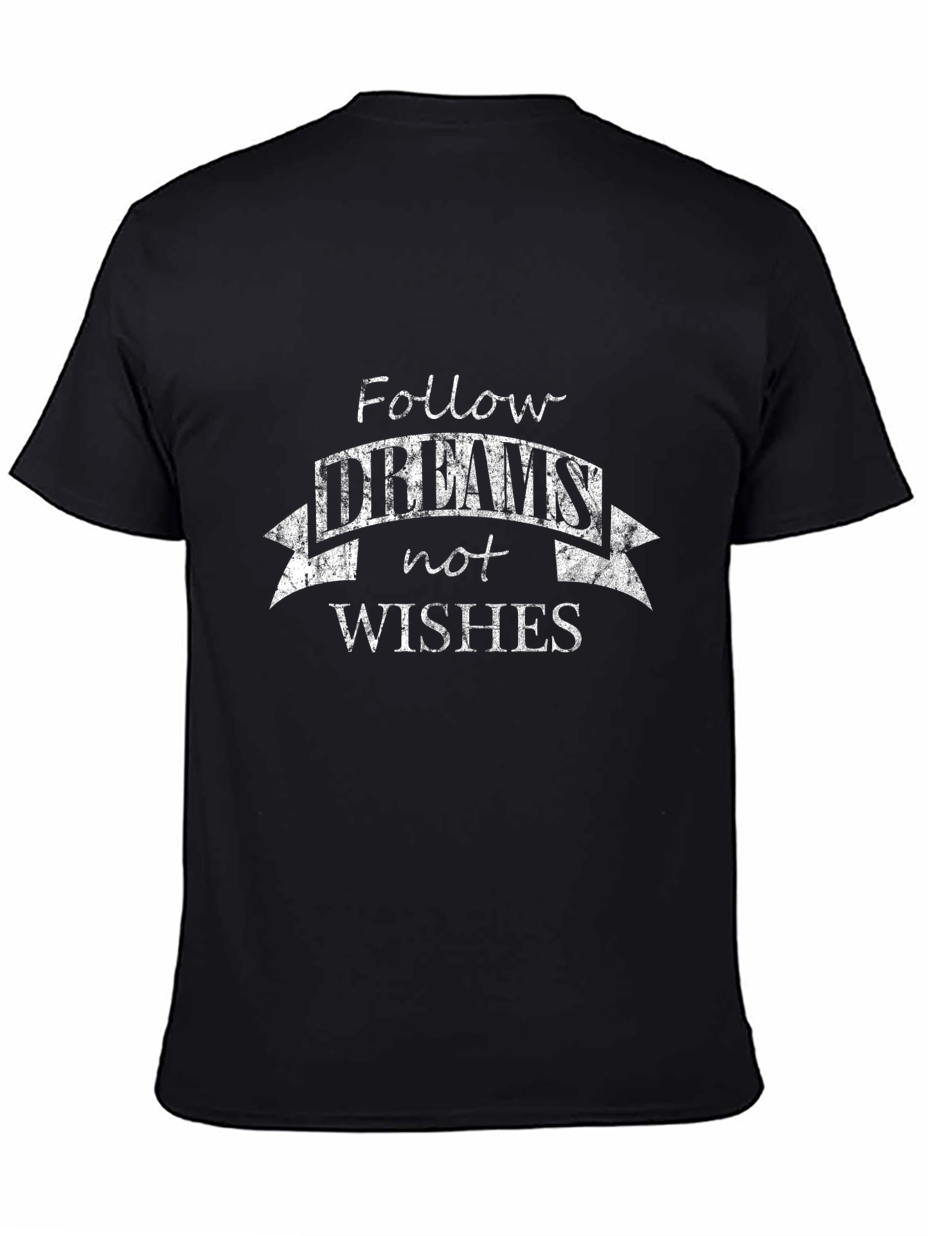 Follow Dreams Black Cotton Graphic Tee