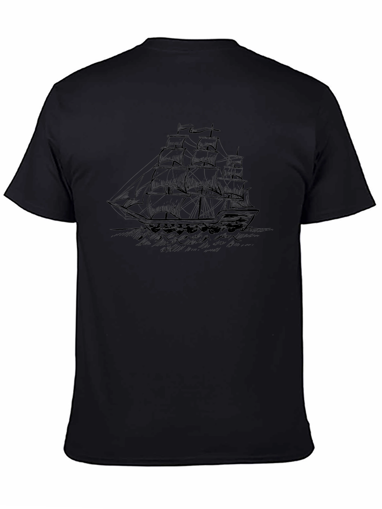 Black Ship Graphic Tee - Nautical Style