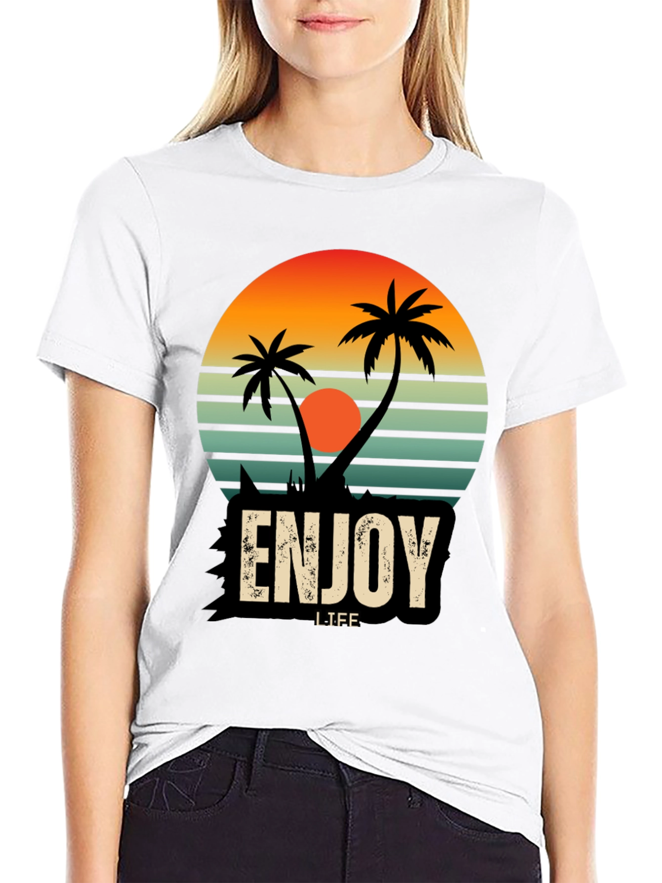 Enjoy Life Palm Tree Graphic T-Shirt