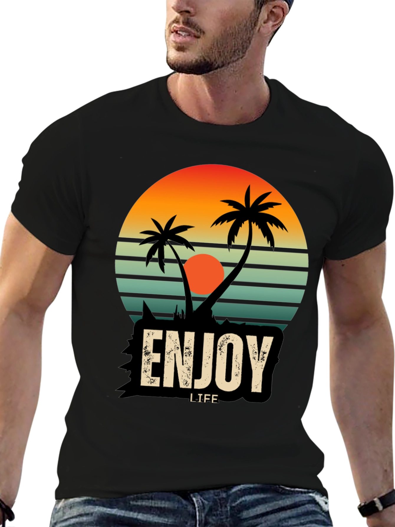 Enjoy Life Palm Tree Graphic T-Shirt