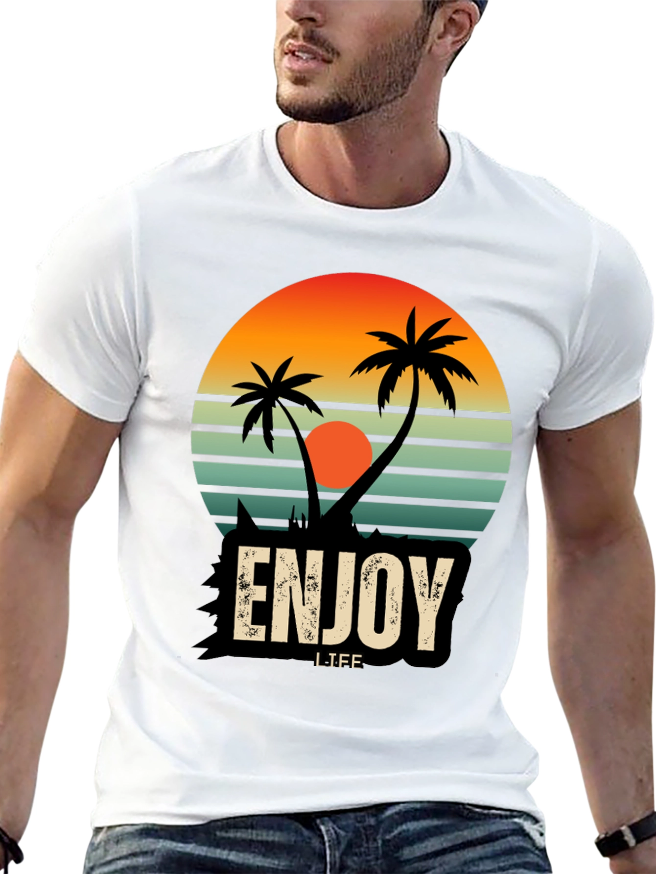 Enjoy Life Palm Tree Graphic T-Shirt