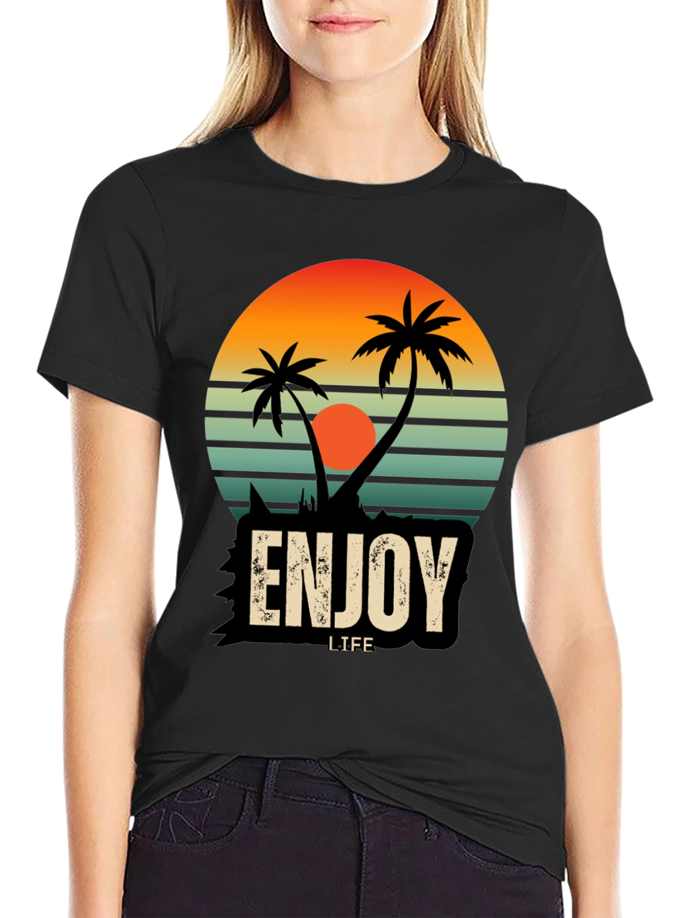 Enjoy Life Palm Tree Graphic T-Shirt
