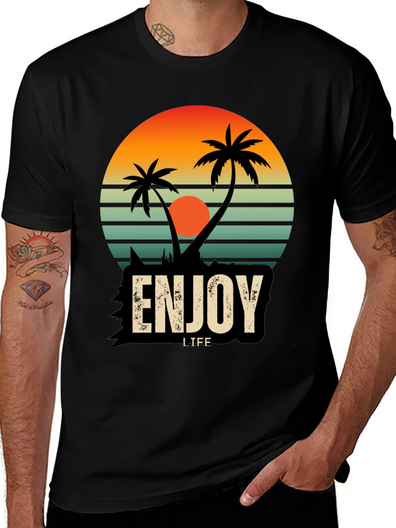Enjoy Life Palm Tree Graphic T-Shirt