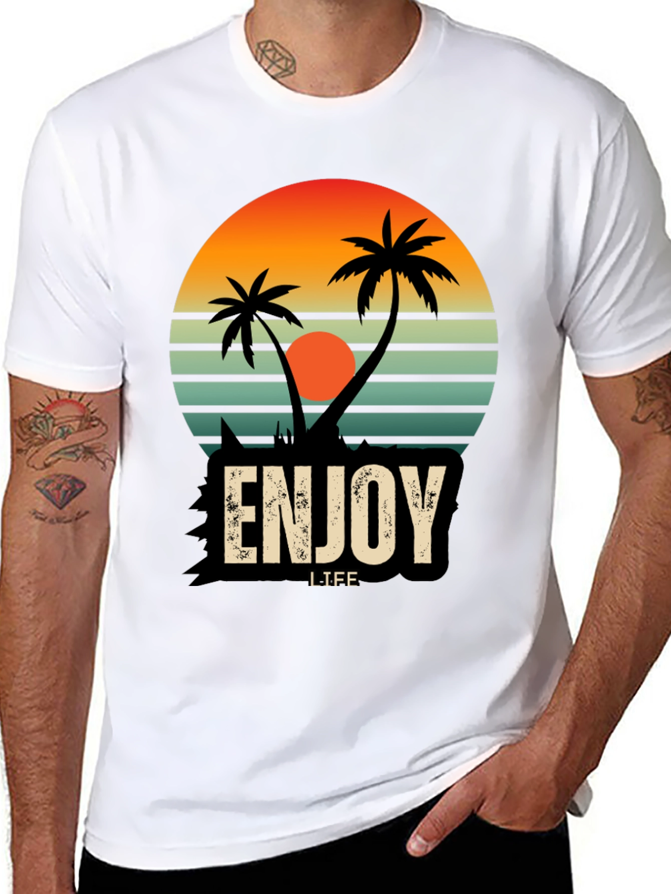 Enjoy Life Palm Tree Graphic T-Shirt