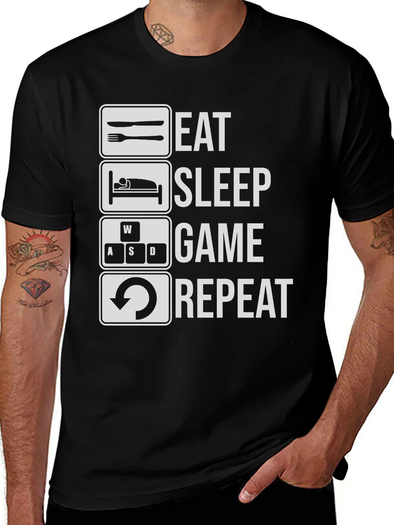 Eat Sleep Game Repeat T-Shirt - Gamer Tee