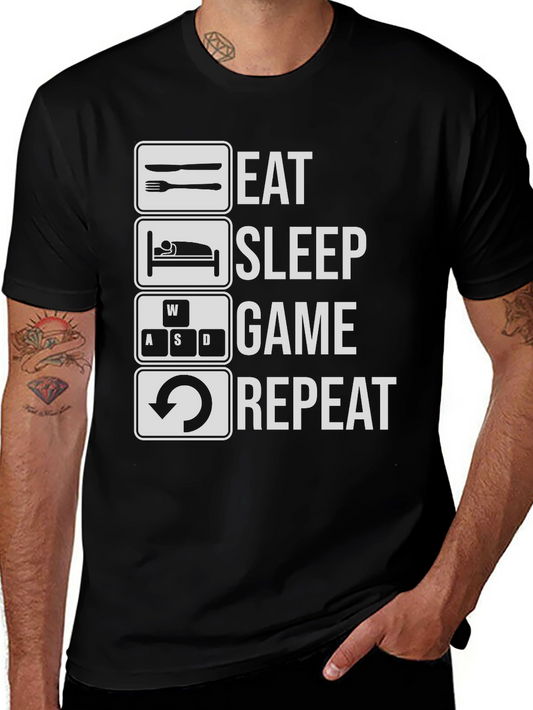 Eat Sleep Game Repeat T-Shirt - Gamer Tee