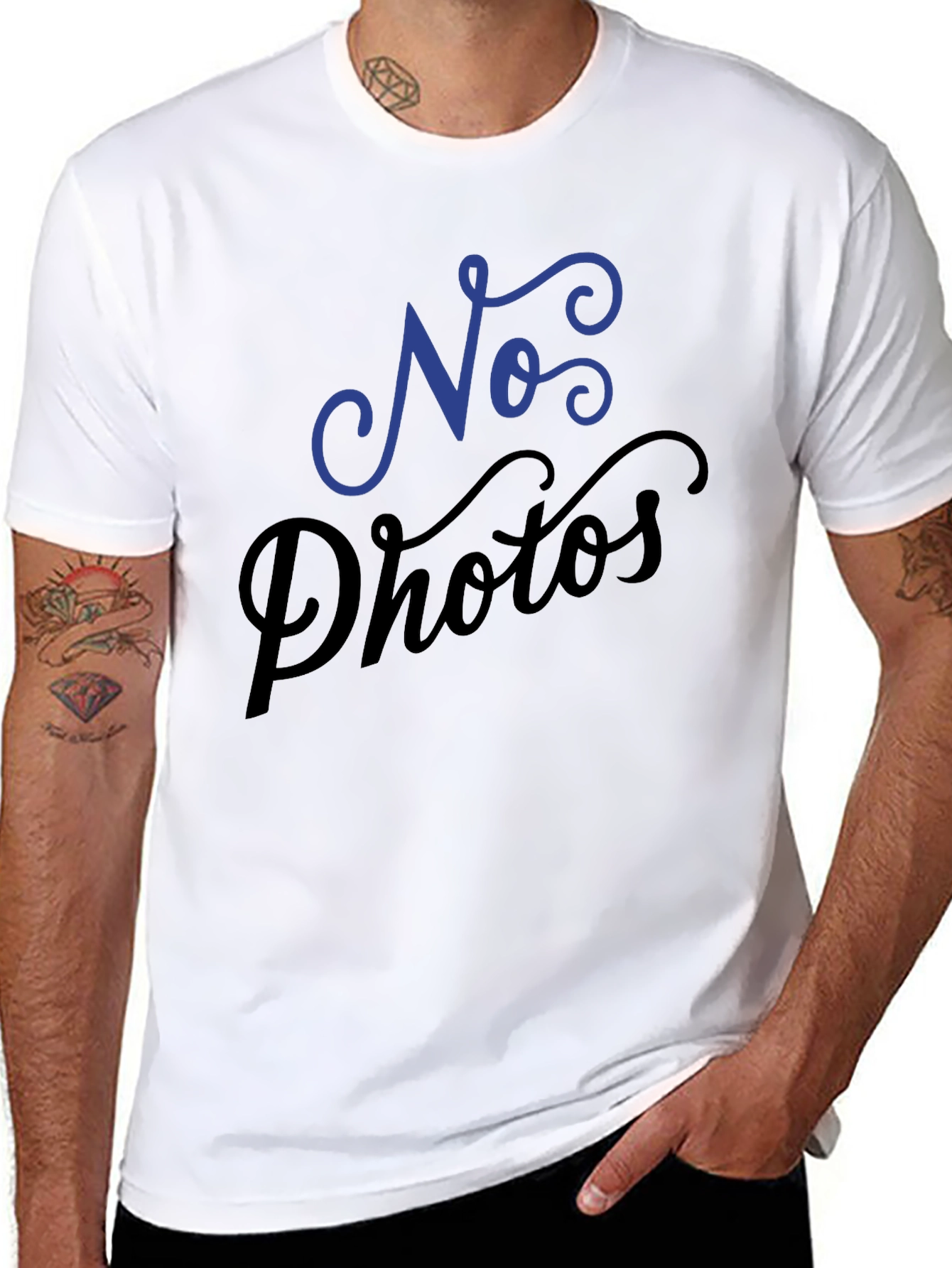No Photos T-Shirt - Black Crew Neck Tee