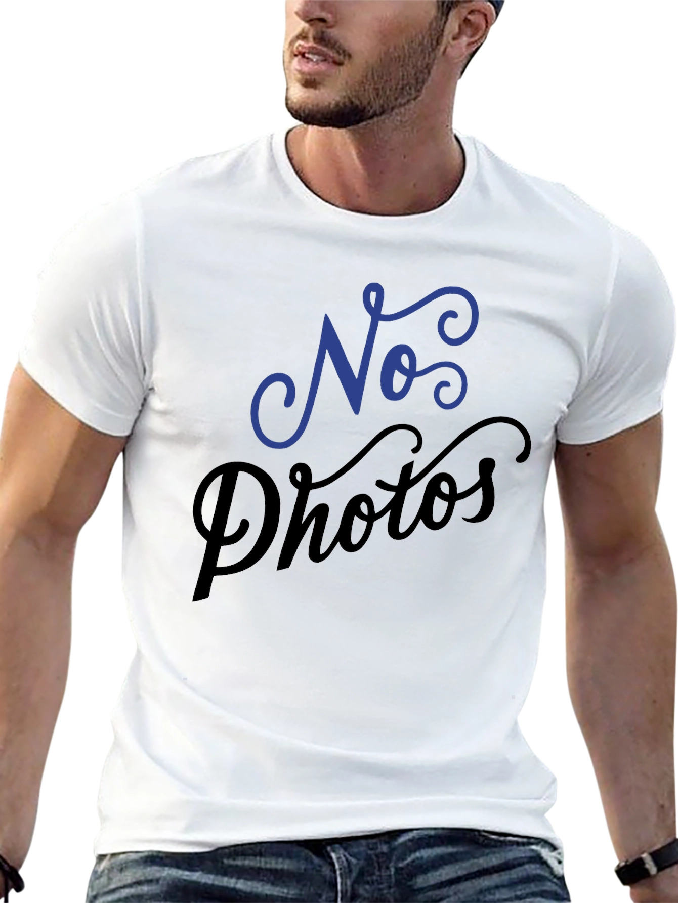 No Photos T-Shirt - Black Crew Neck Tee