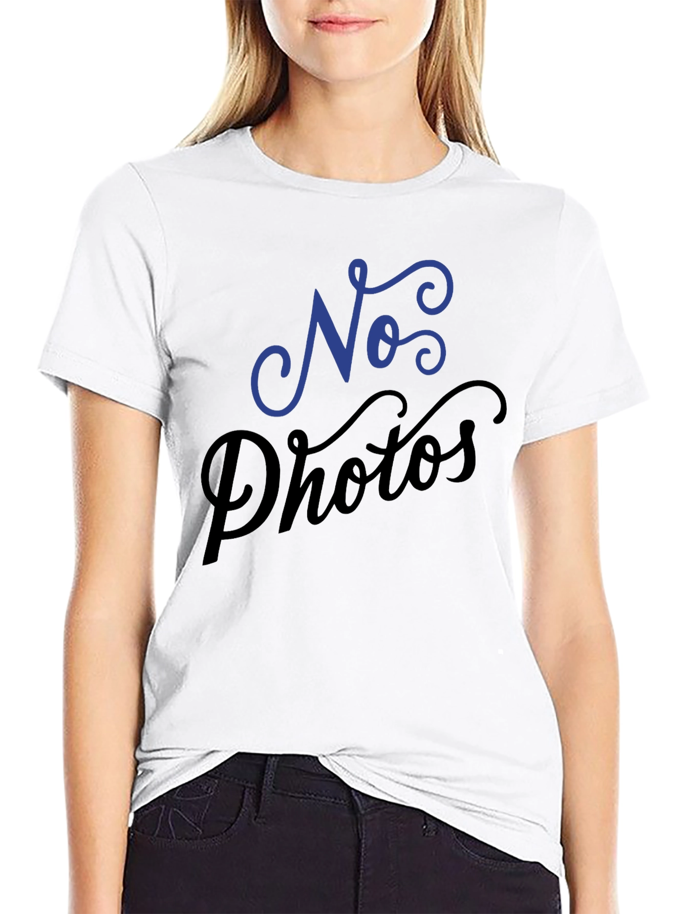 No Photos T-Shirt - Black Crew Neck Tee