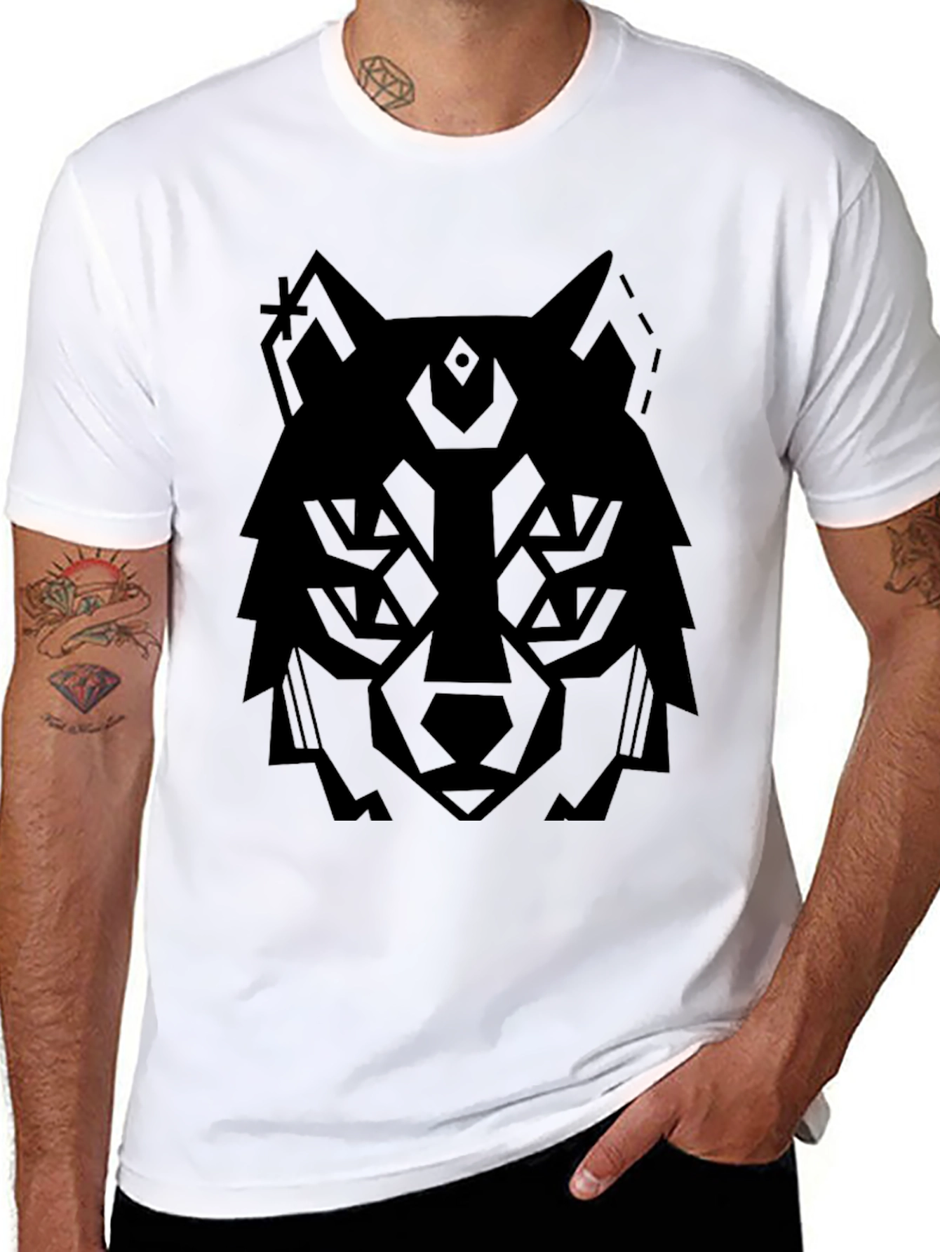 Geometric Wolf Graphic T-Shirt - Modern Style
