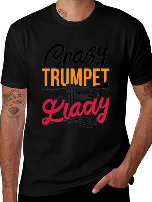 Crazy Trumpet Lady Graphic Tee - Black