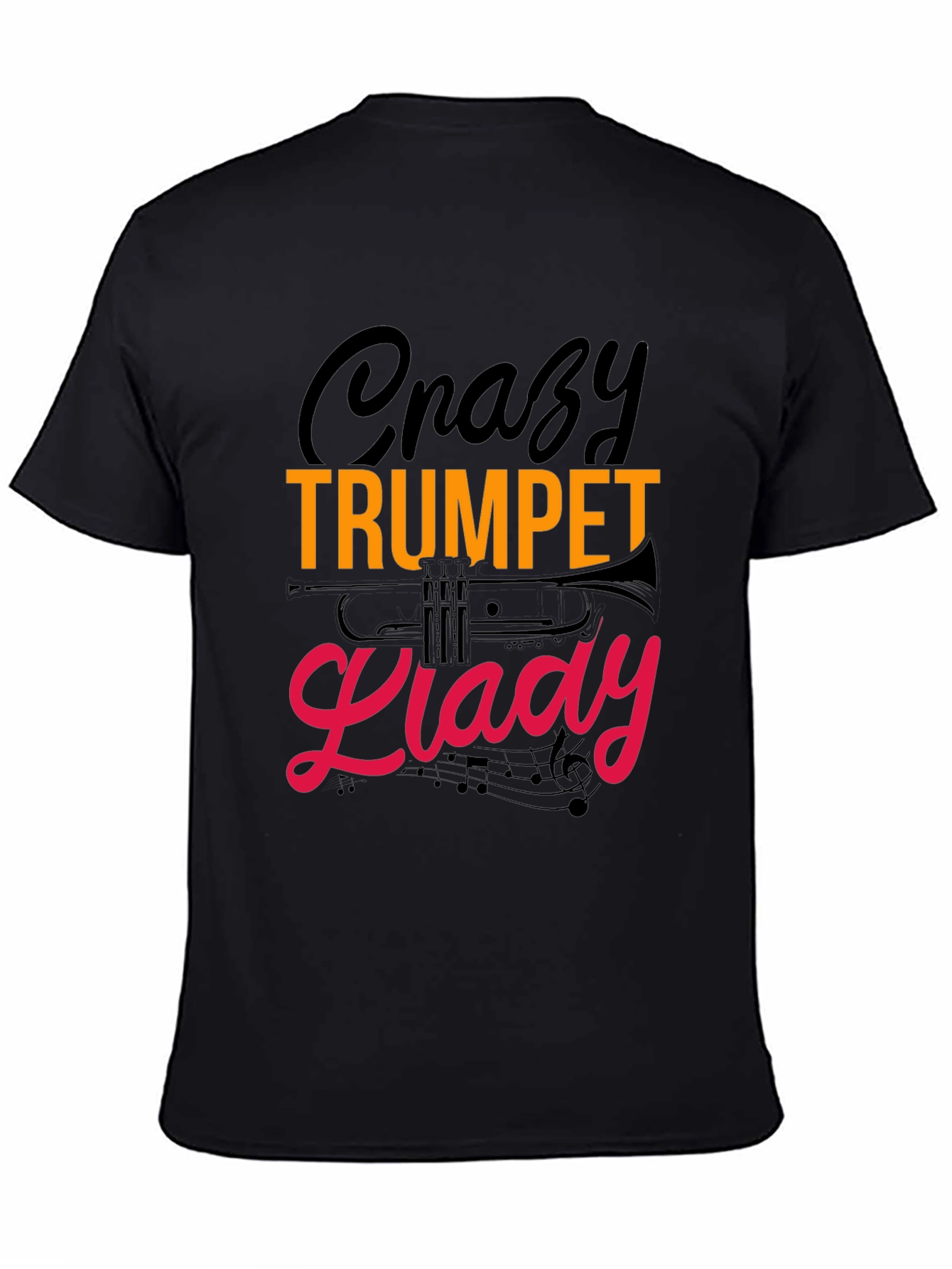 Crazy Trumpet Lady Graphic Tee - Black