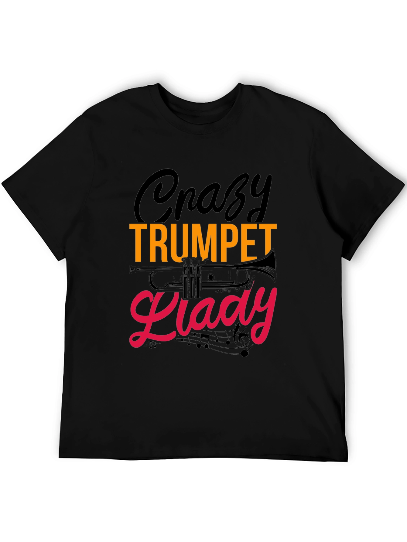 Crazy Trumpet Lady Graphic Tee - Black