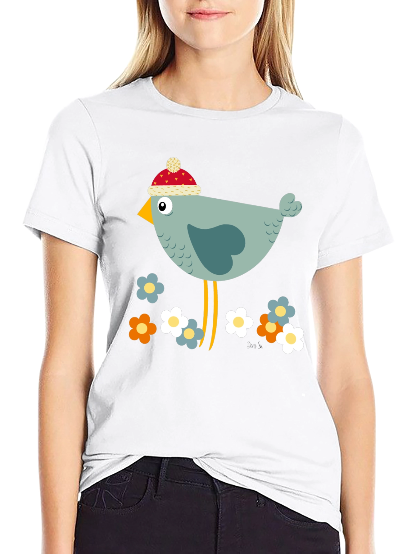 Cartoon Bird Graphic Tee - Whimsical Bird Lovers T-Shirt